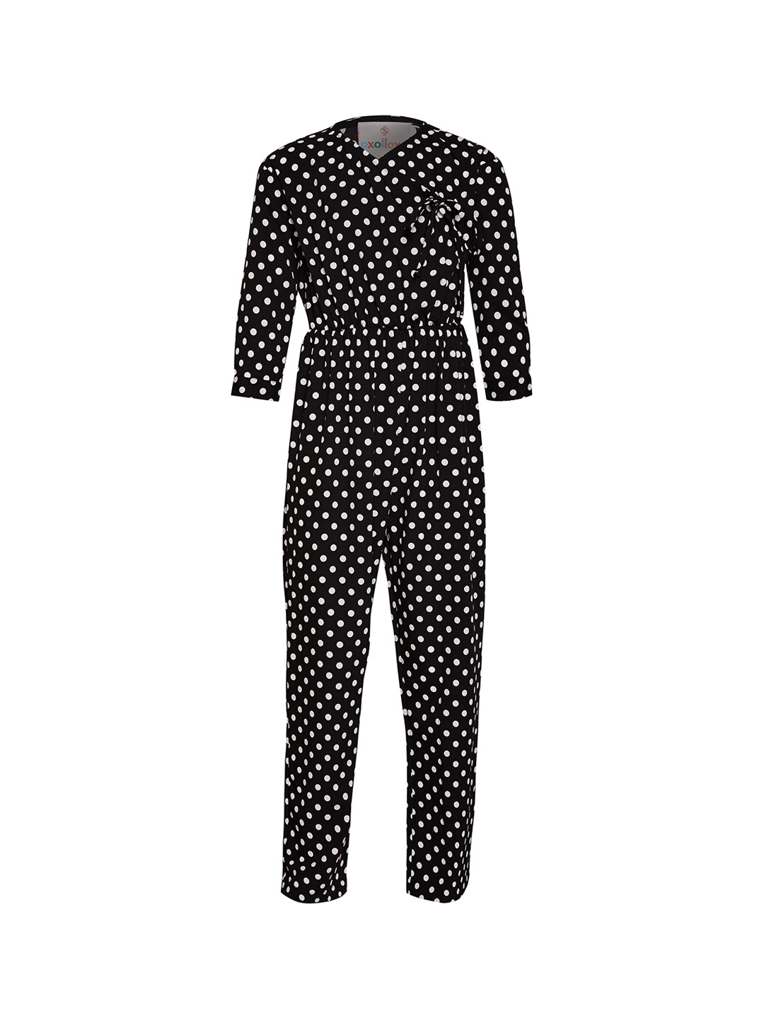 

Oxolloxo Girls Black & White Printed Basic Jumpsuit
