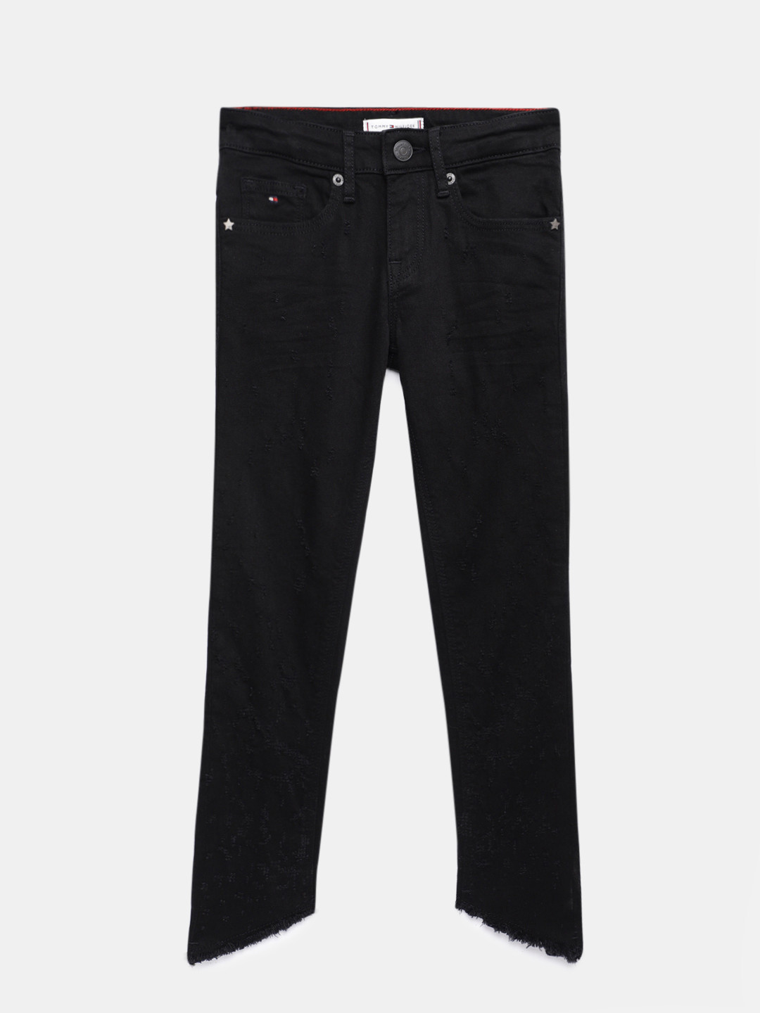 

Tommy Hilfiger Girls Black Skinny Fit Mid-Rise Mildly Distressed Stretchable Jeans