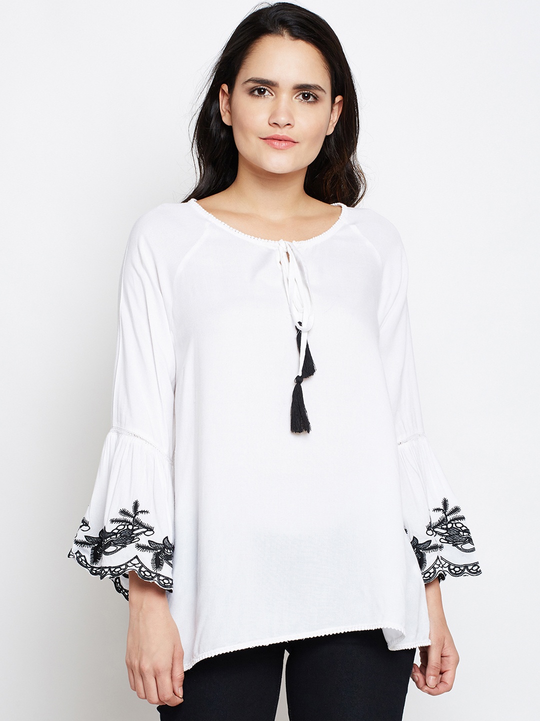 

Oxolloxo Women White Solid A-Line Top