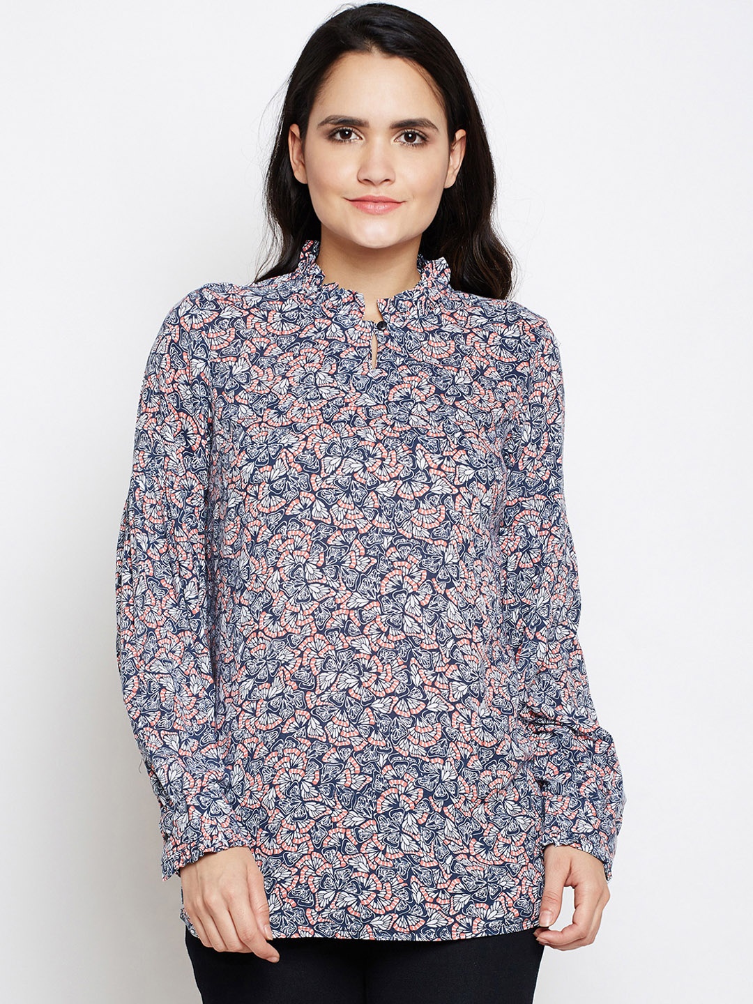 

Oxolloxo Women Navy Blue Printed Top