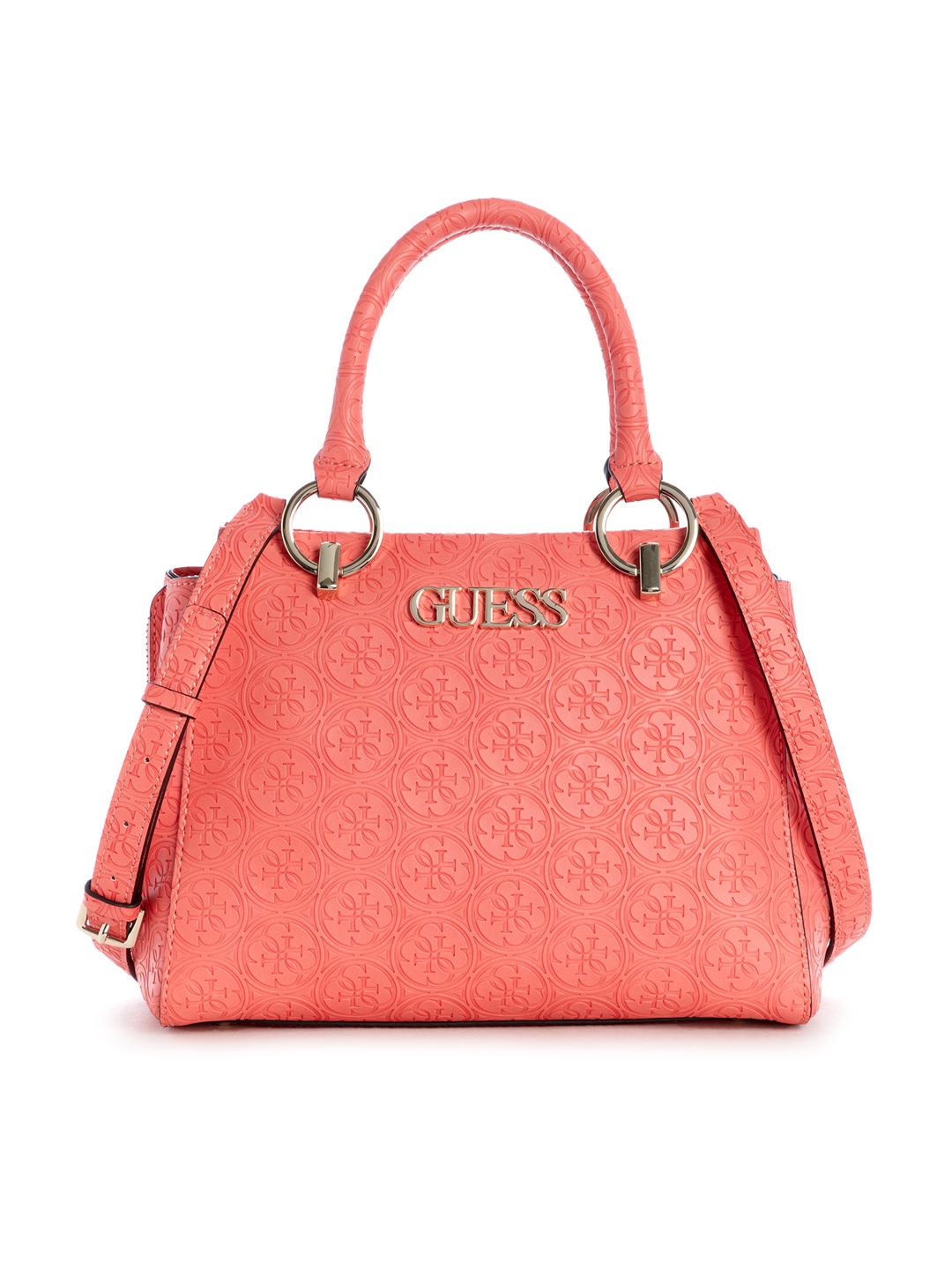 

GUESS Coral Pink Textured Handheld Bag
