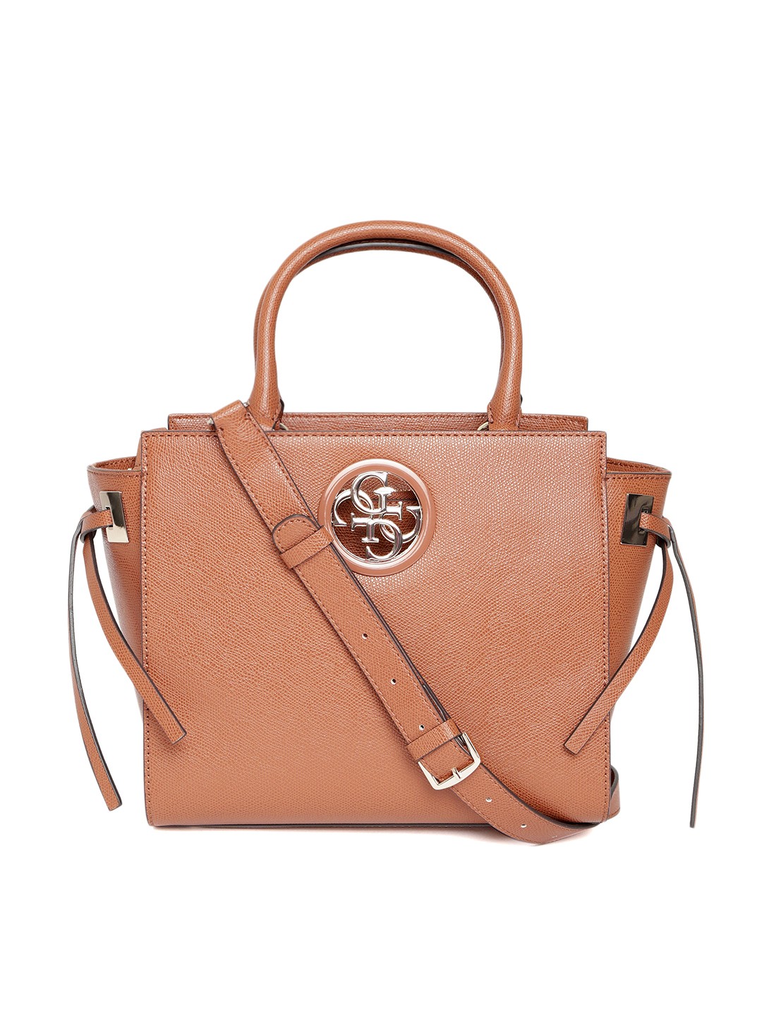 

GUESS Brown Solid Handheld Bag