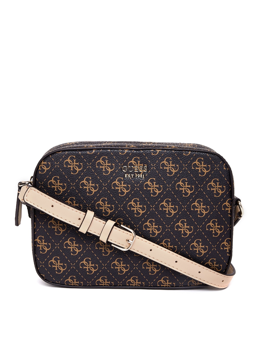 

GUESS Black & Brown Printed Sling Bag