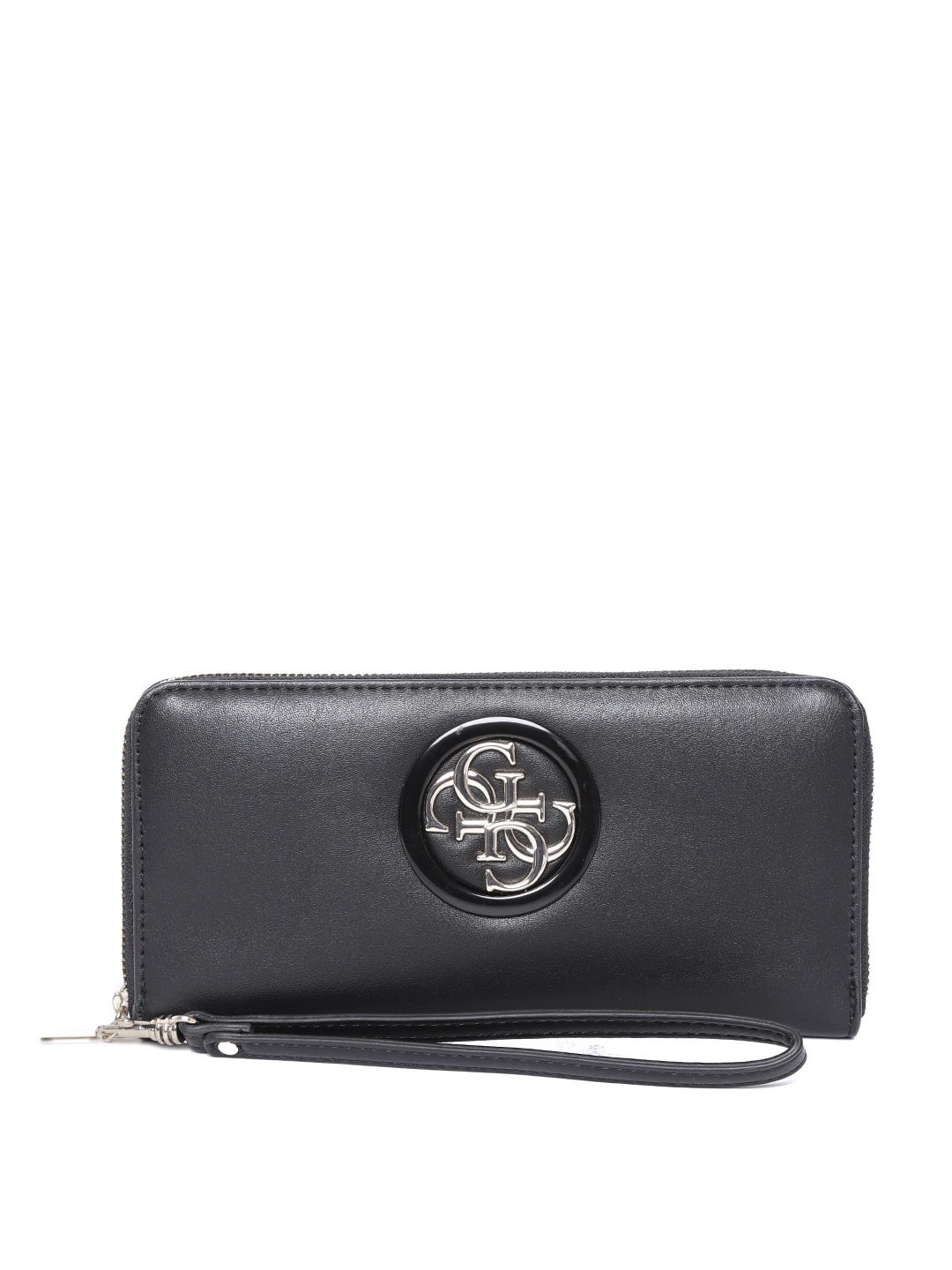 

GUESS Women Black Solid Zip Around Wallet