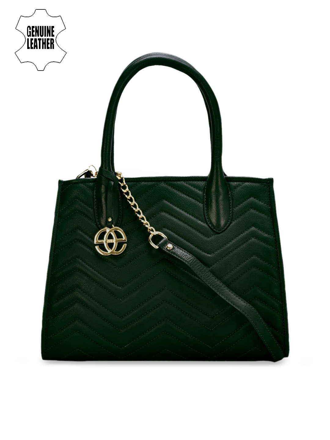 

Eske Green Solid Handheld Leather Bag