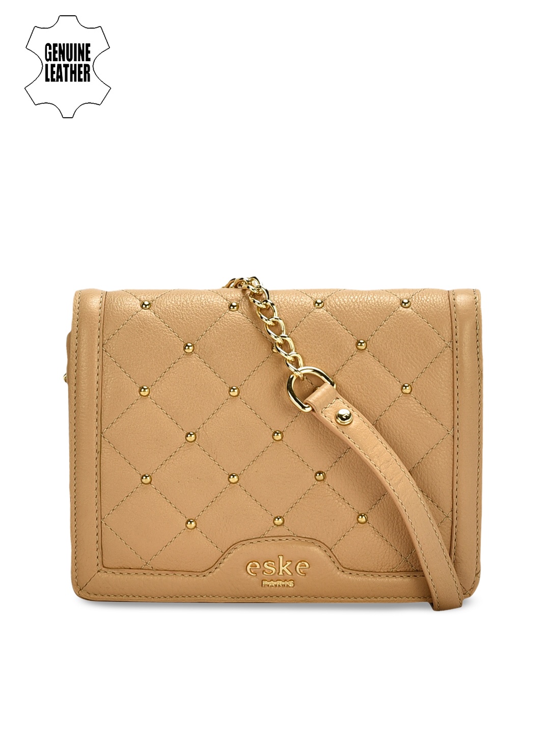 

Eske Beige Embellished Leather Sling Bag