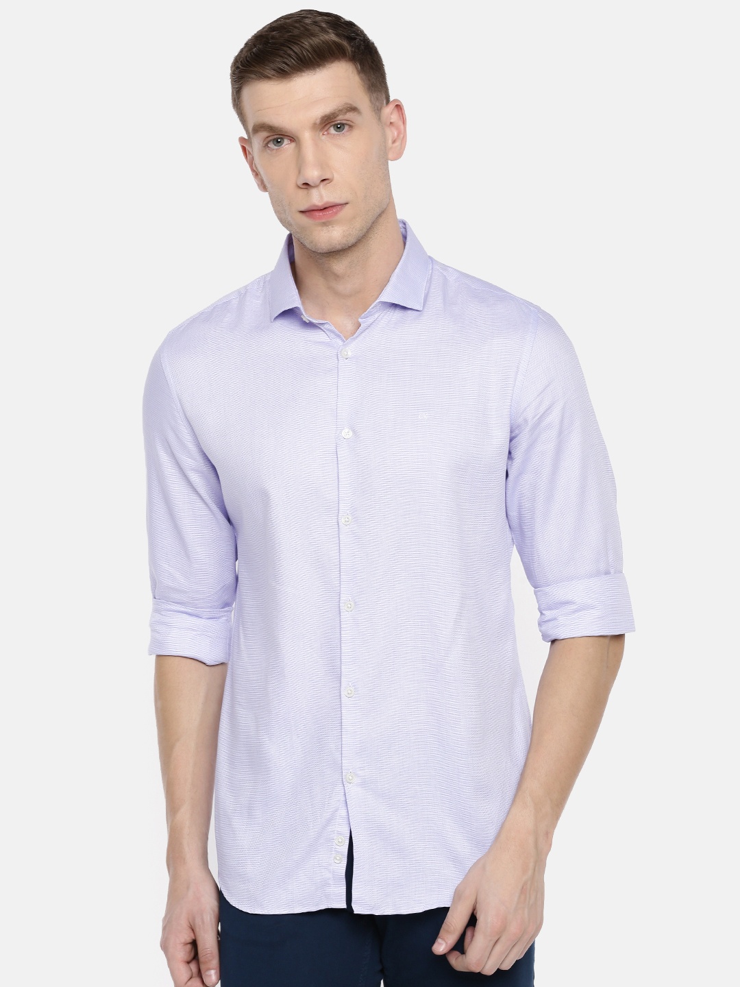 

Calvin Klein Jeans Men Blue Slim Fit Self-Design Casual Shirt