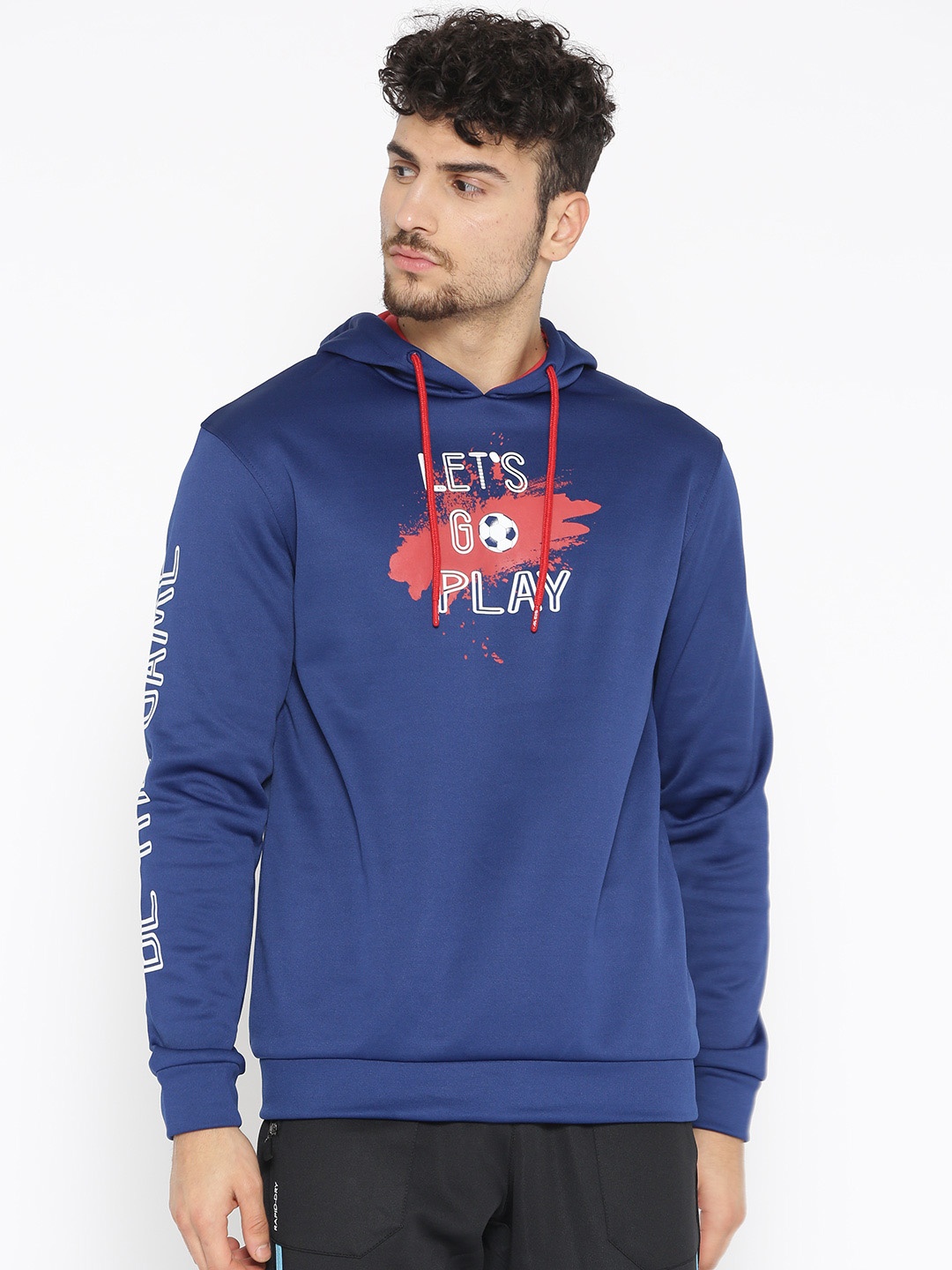 

Alcis Men Navy Blue Printed Hooded Sweatshirt