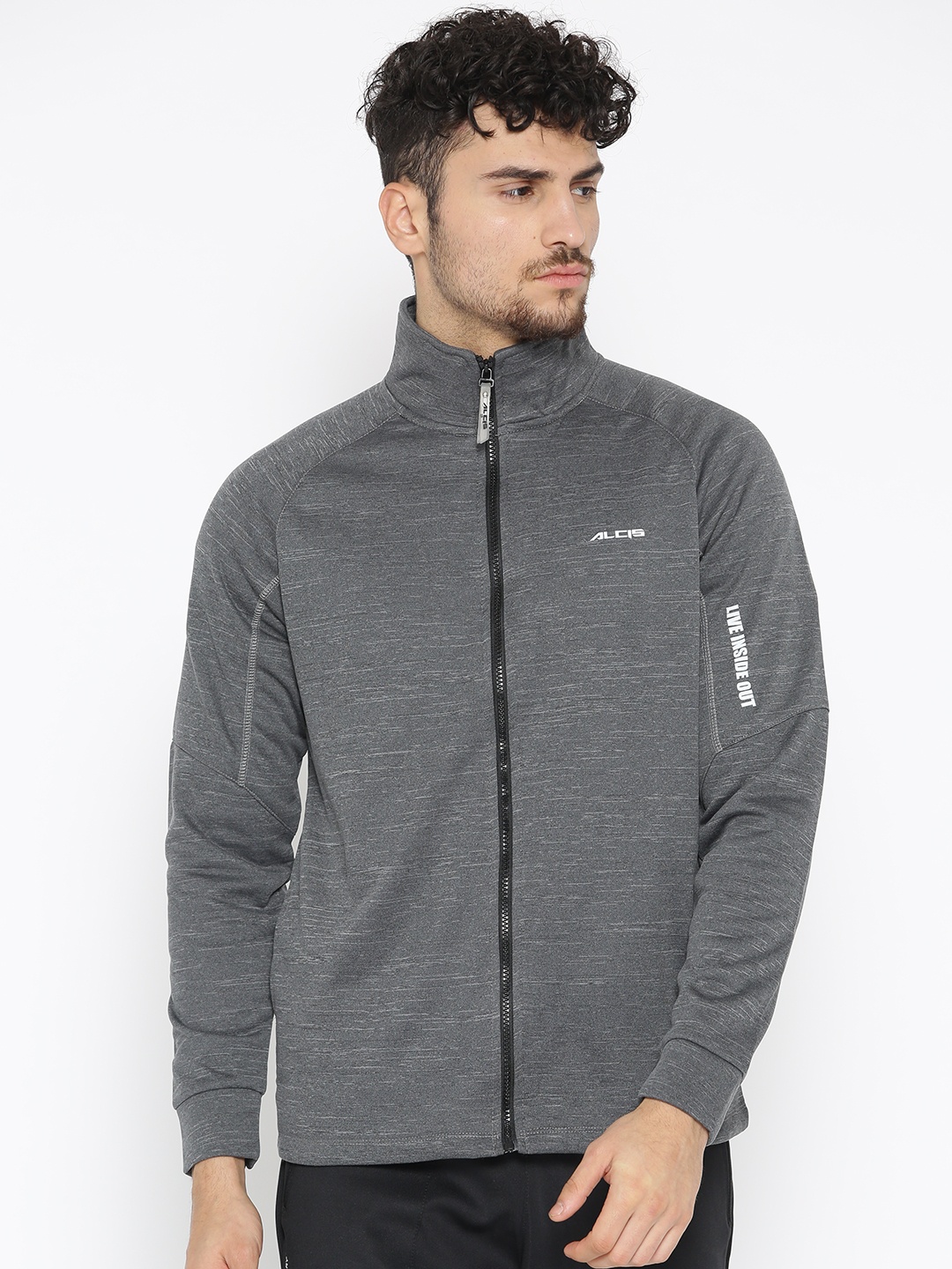 

Alcis Men Charcoal Grey Solid Sporty Jacket