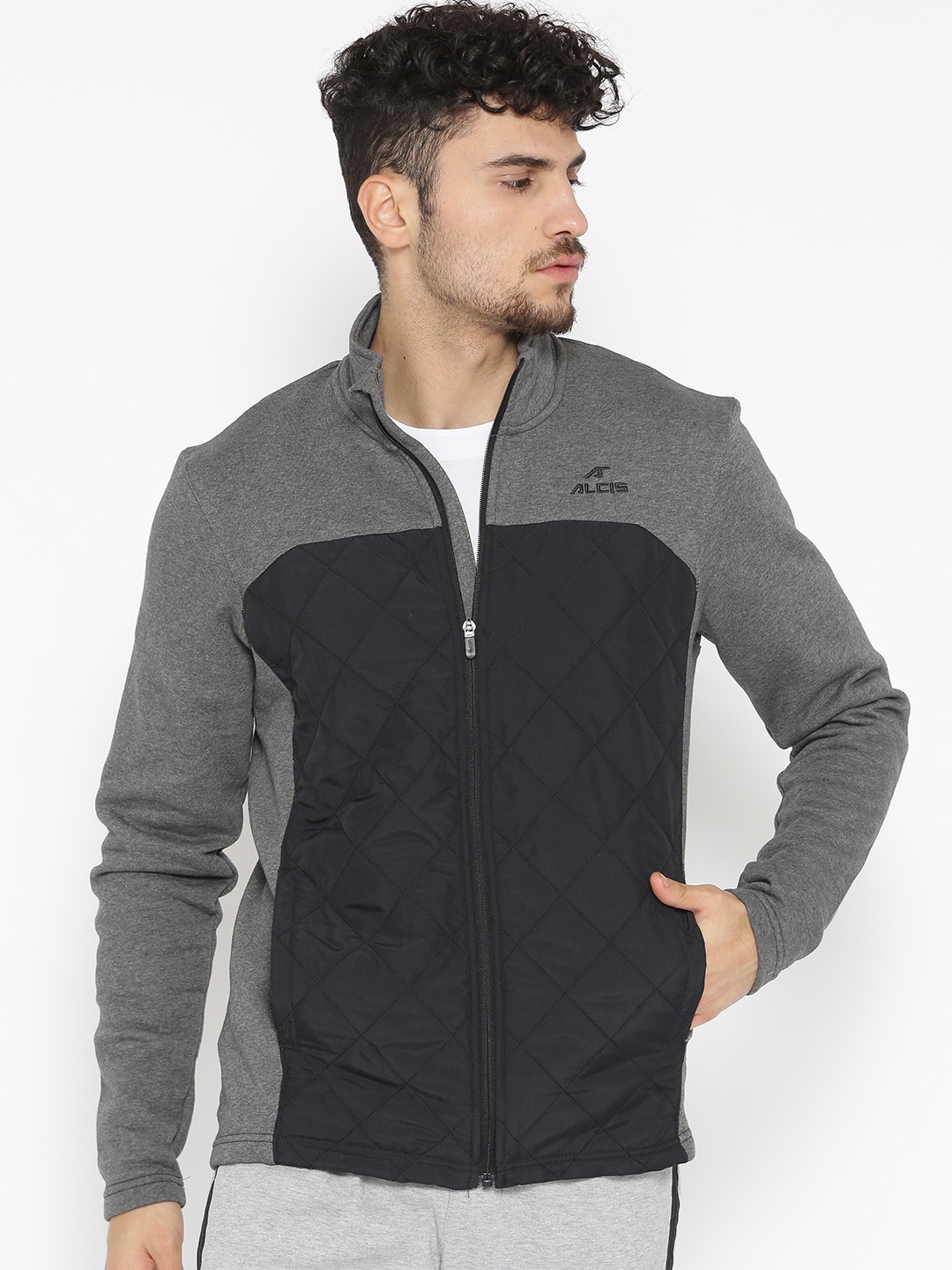 

Alcis Men Charcoal Grey Colourblocked Sporty Jacket