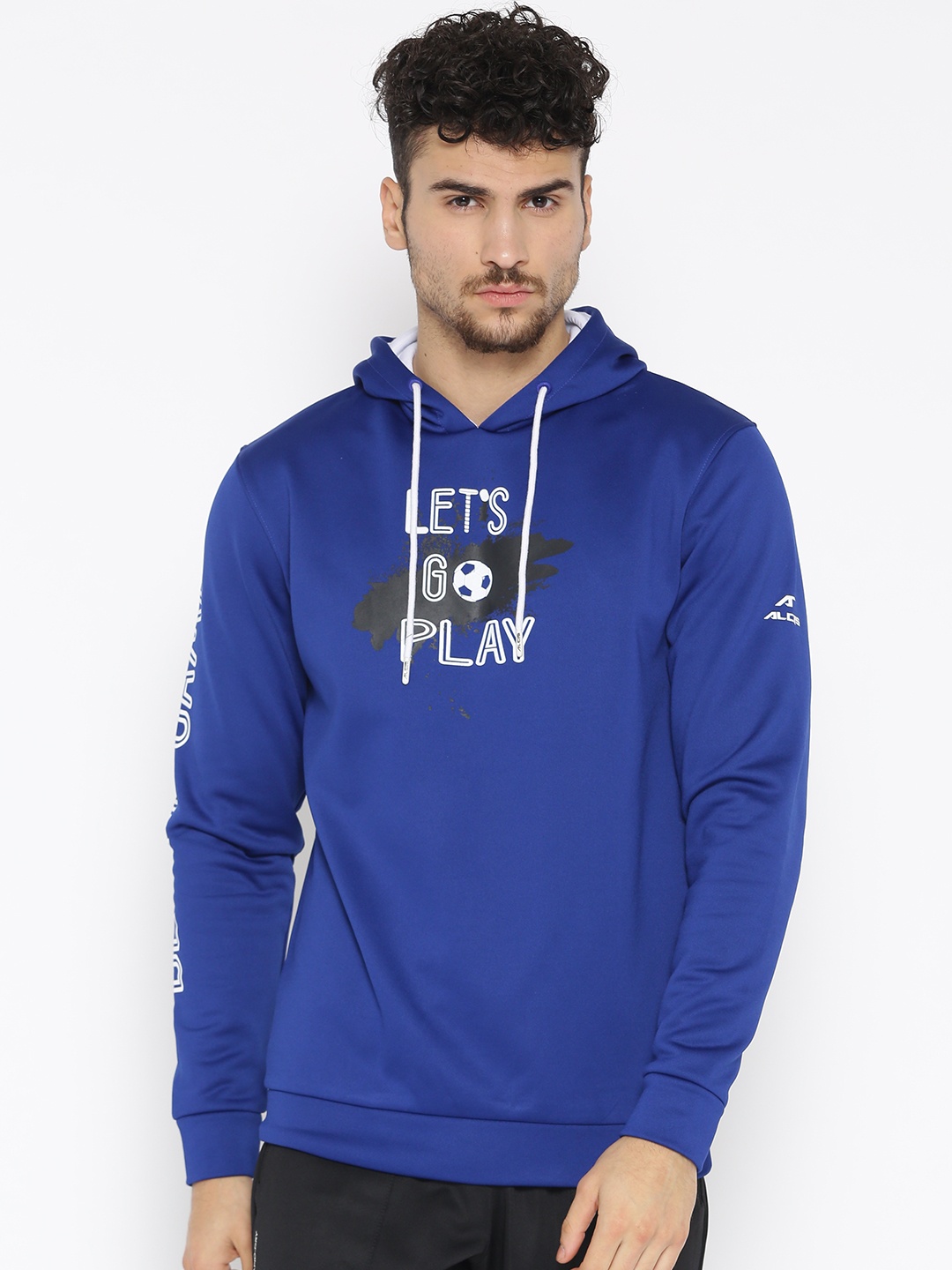 

Alcis Men Blue Printed Hooded Sweatshirt