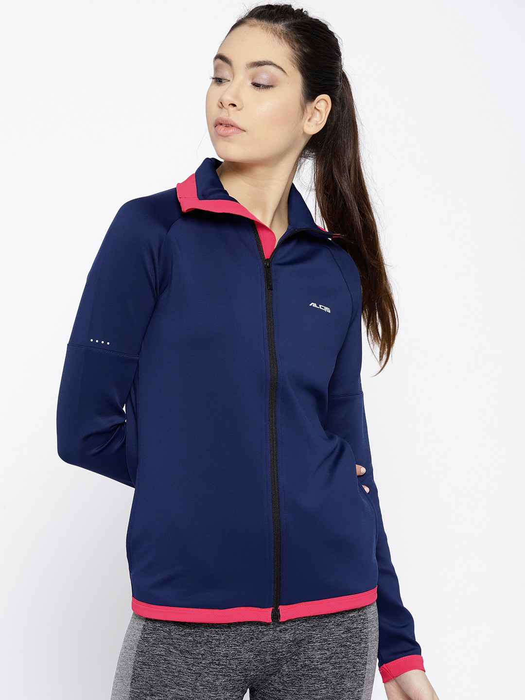 

Alcis Women Navy Blue Solid Sporty Jacket