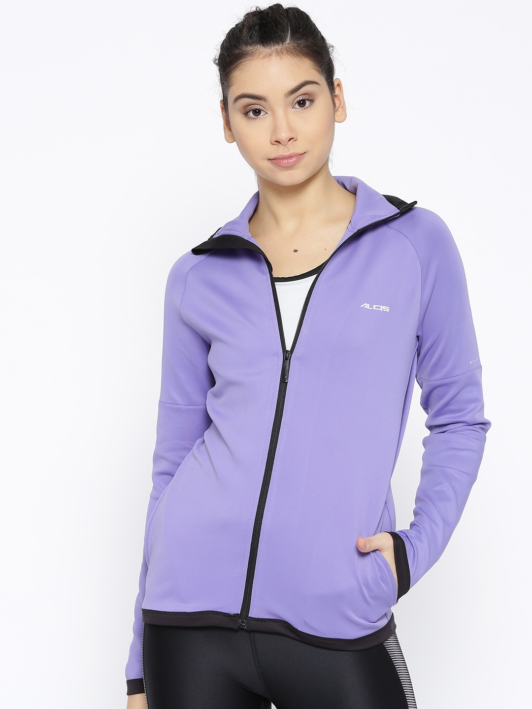 

Alcis Women Lavender Solid Sporty Jacket