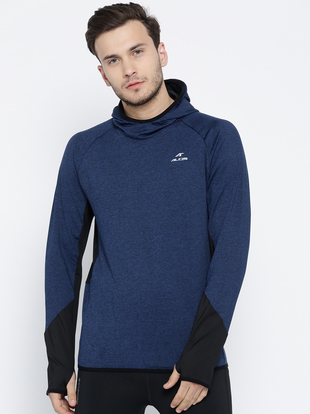 

Alcis Men Navy Blue Solid Hooded Sweatshirt