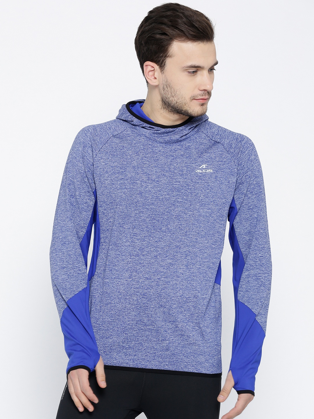 

Alcis Men Blue Solid Hooded Sweatshirt