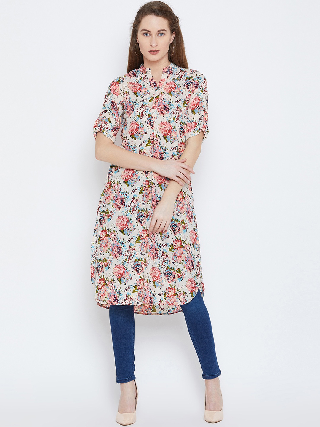 

Ruhaans Women Multicoloured Printed Straight Kurta, Multi