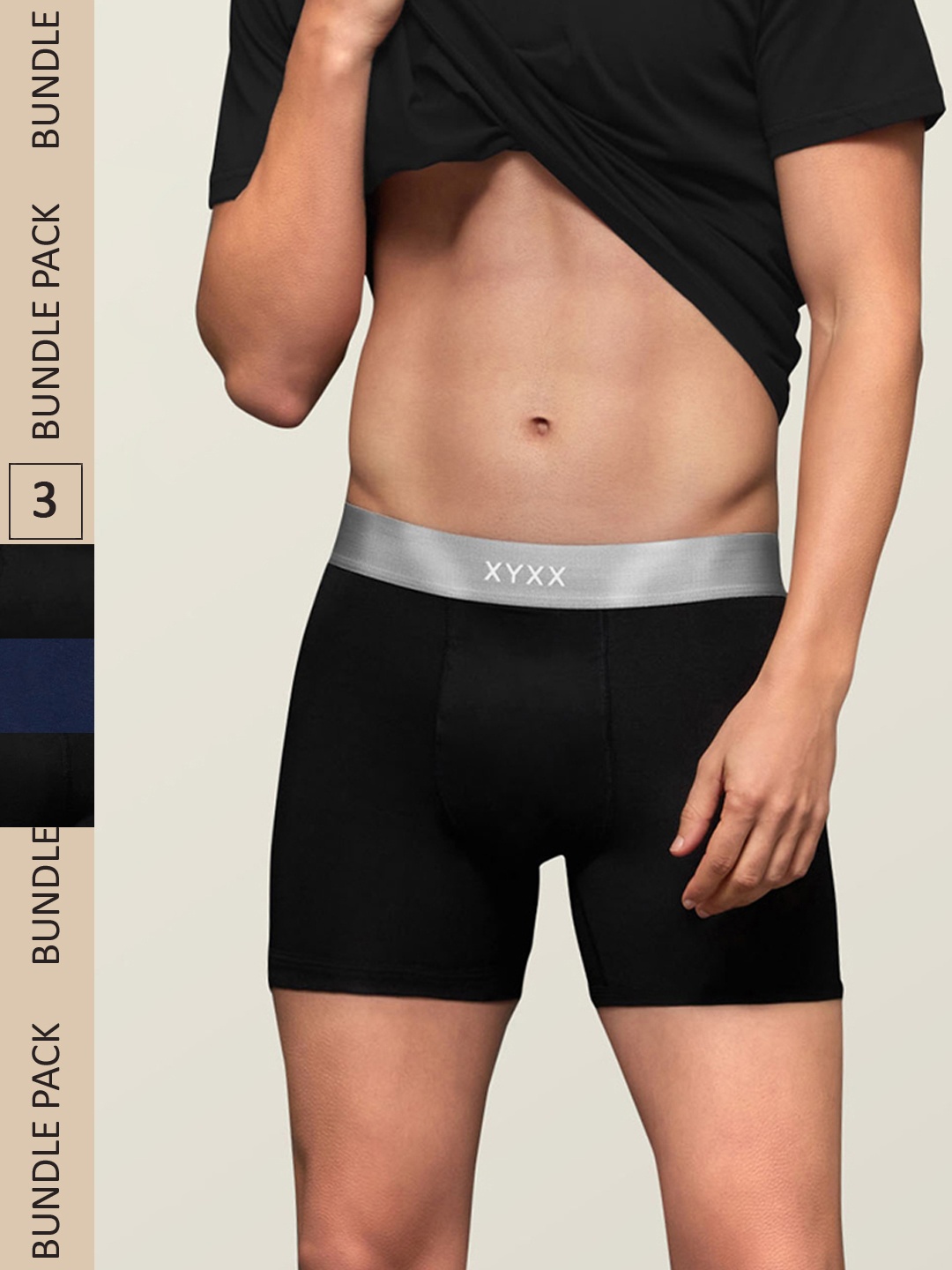 

XYXX Men IntelliSoft Antimicrobial Micro Modal Pack of 3 Illuminati Trunks XYTRNK3PCKN348, Black