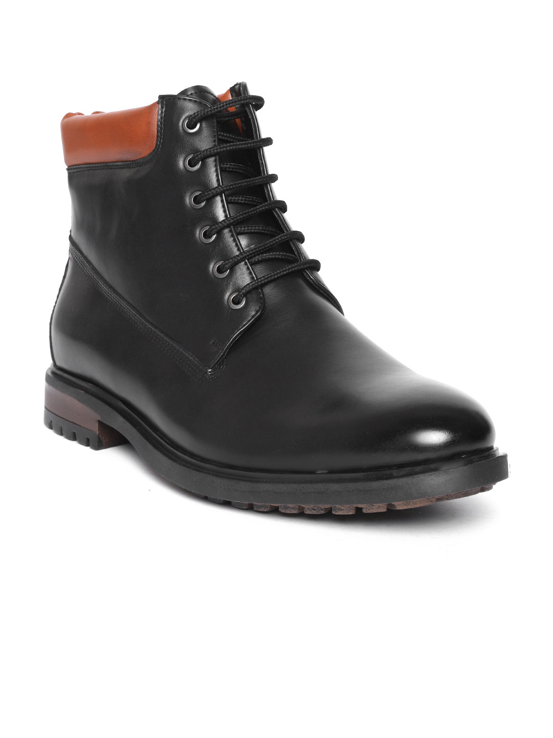 

San Frissco Men Black Solid Mid-Top Flat Boots