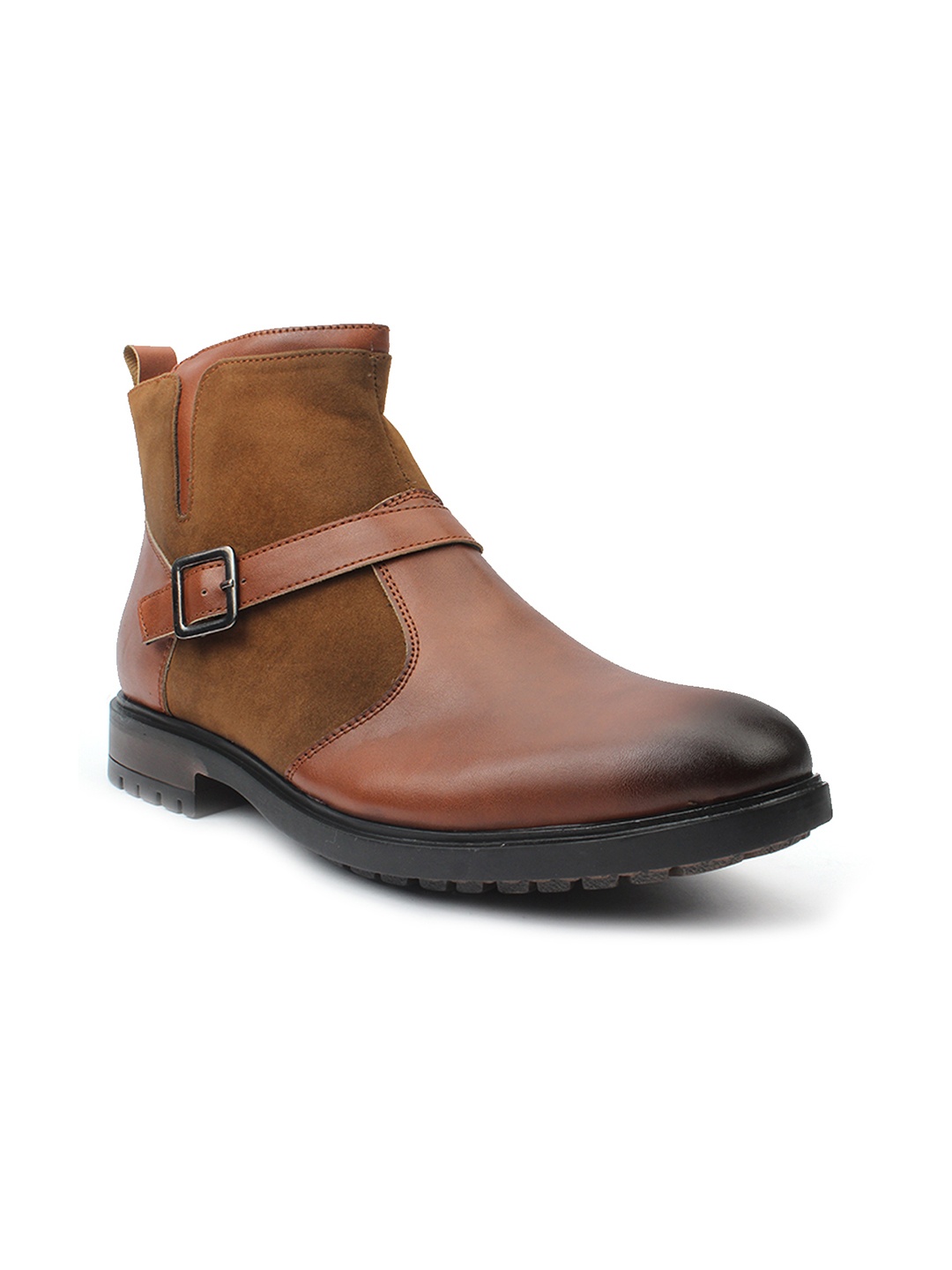 

San Frissco Men Brown Solid Synthetic Mid-Top Flat Boots