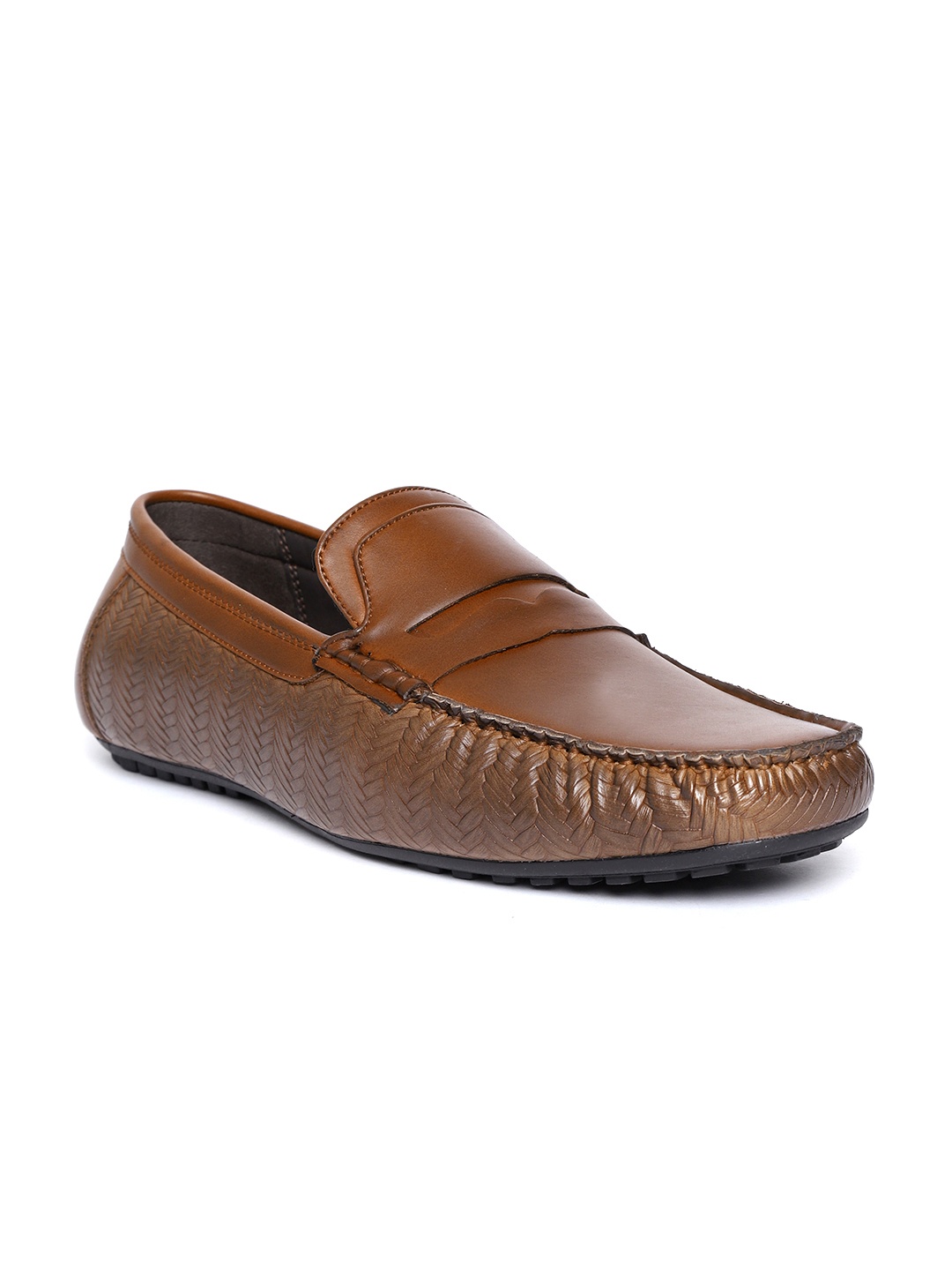 

San Frissco Men Brown Textured Driving Shoes