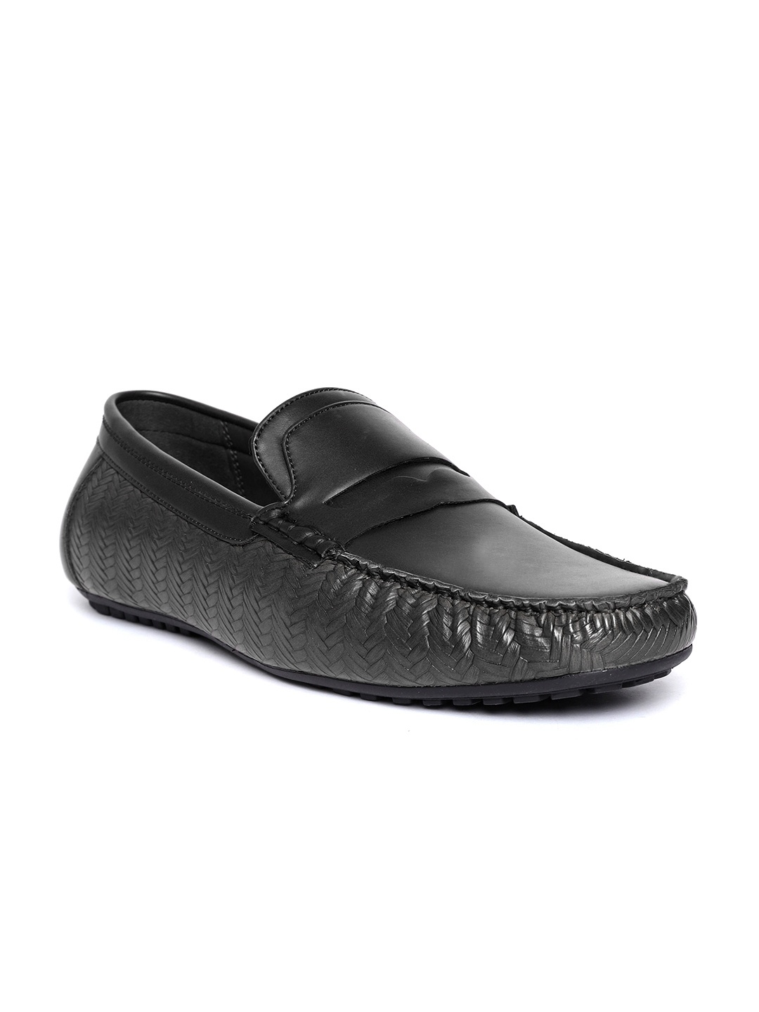 

San Frissco Men Black Textured Driving Shoes