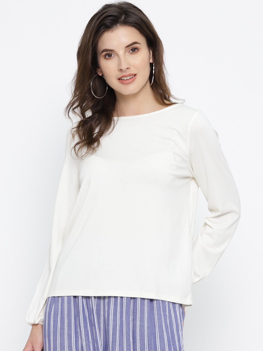 

Vero Moda Women Off-White Solid Styled Back Top