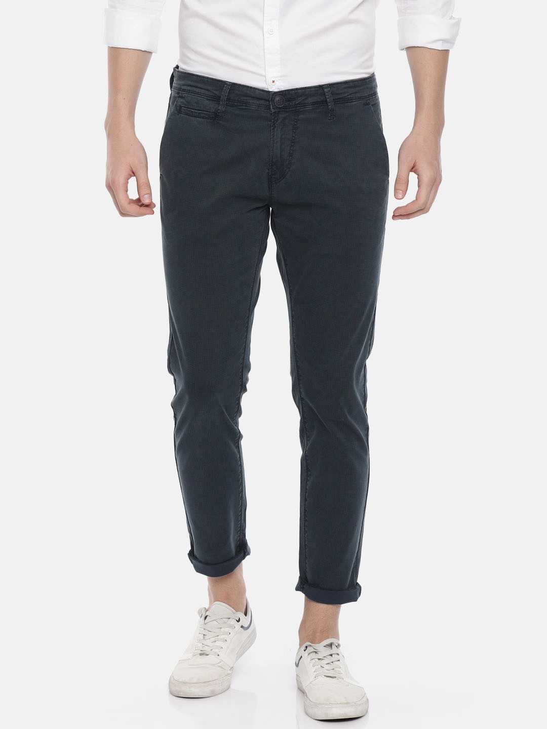 

SPYKAR Men Blue Slim Fit Solid Regular Trousers