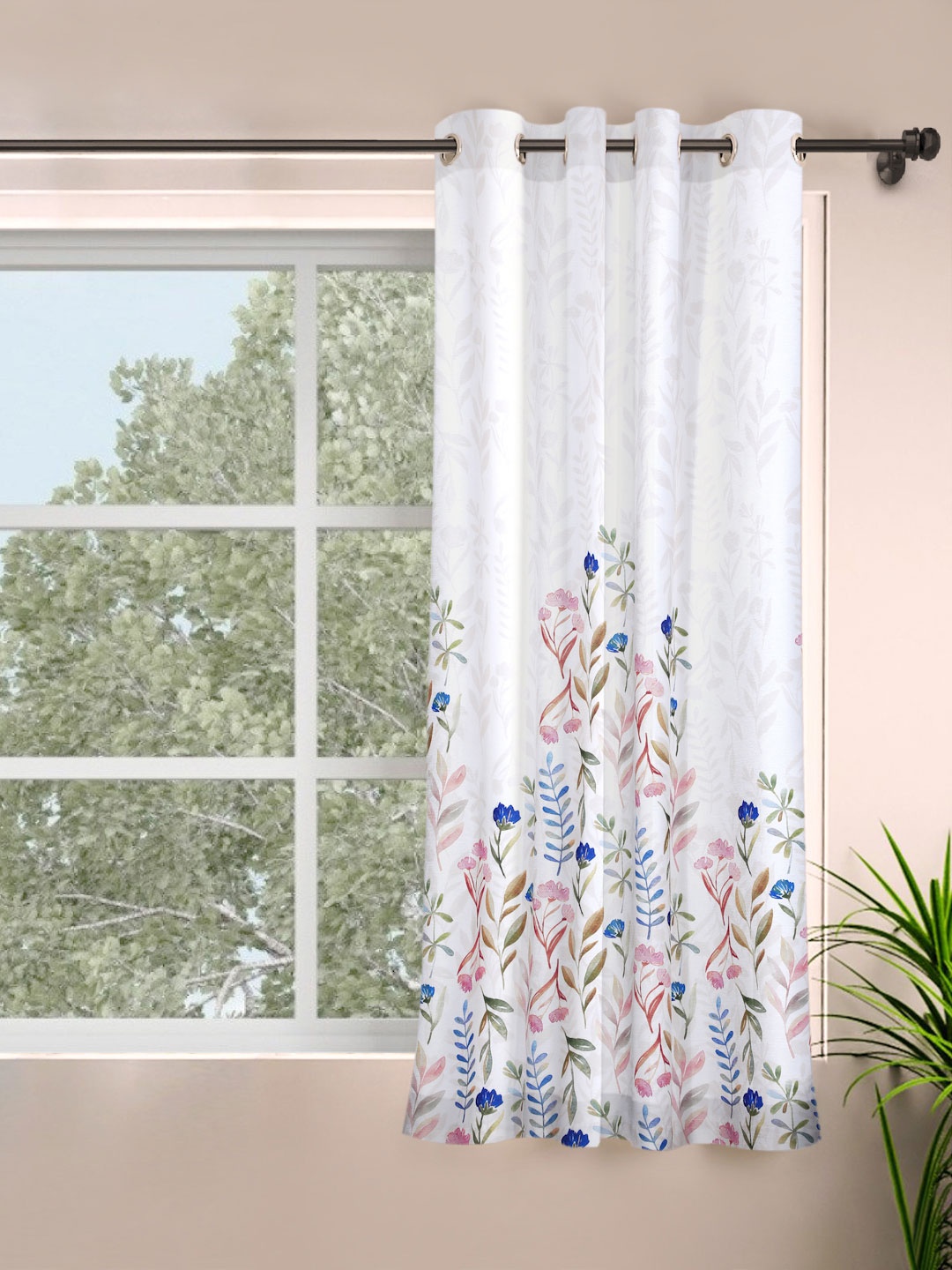 ROSARA HOME Multicoloured Printed Eyelet Window Curtain, Multi