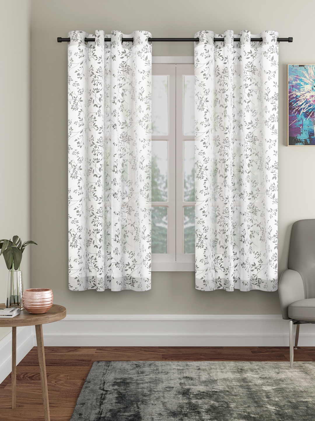 

ROSARA HOME Set of 2 White Sheer Window Curtains