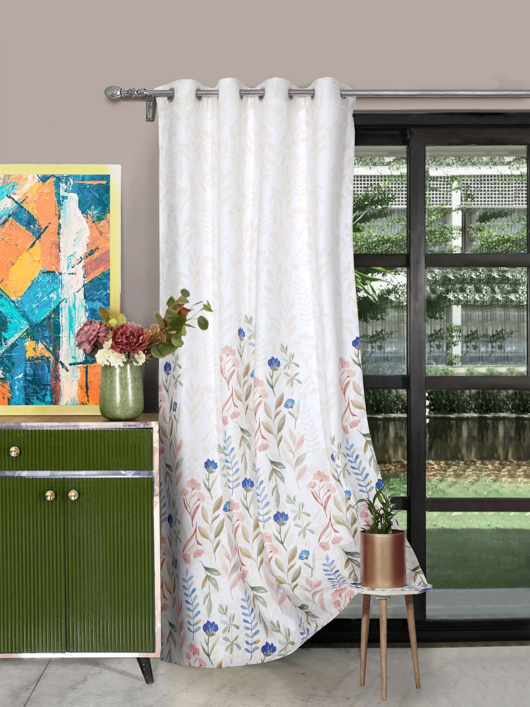 

ROSARA HOME Multicoloured Printed Eyelet Door Curtain, Multi
