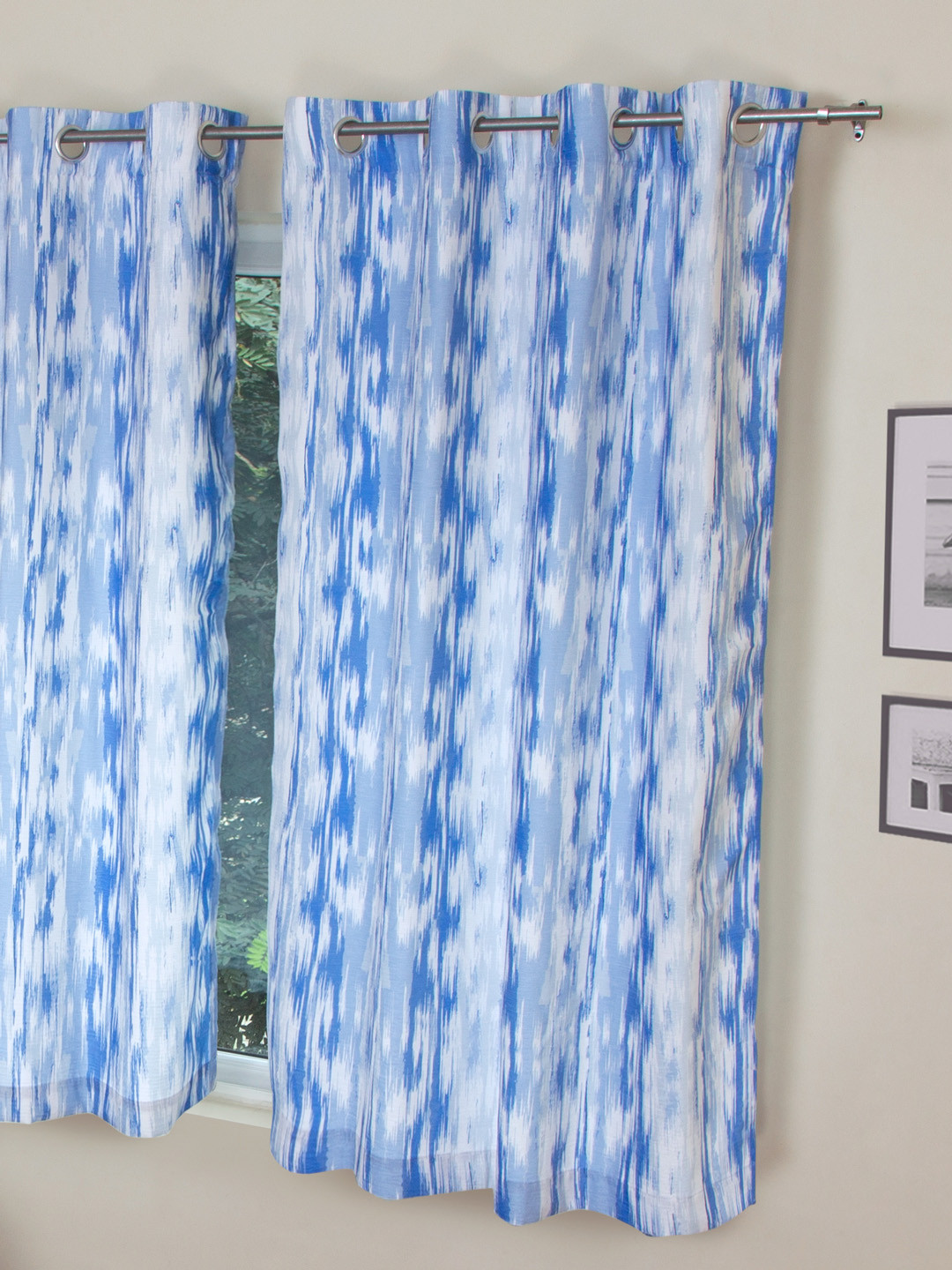 

ROSARA HOME Blue Printed Eyelet Window Curtain