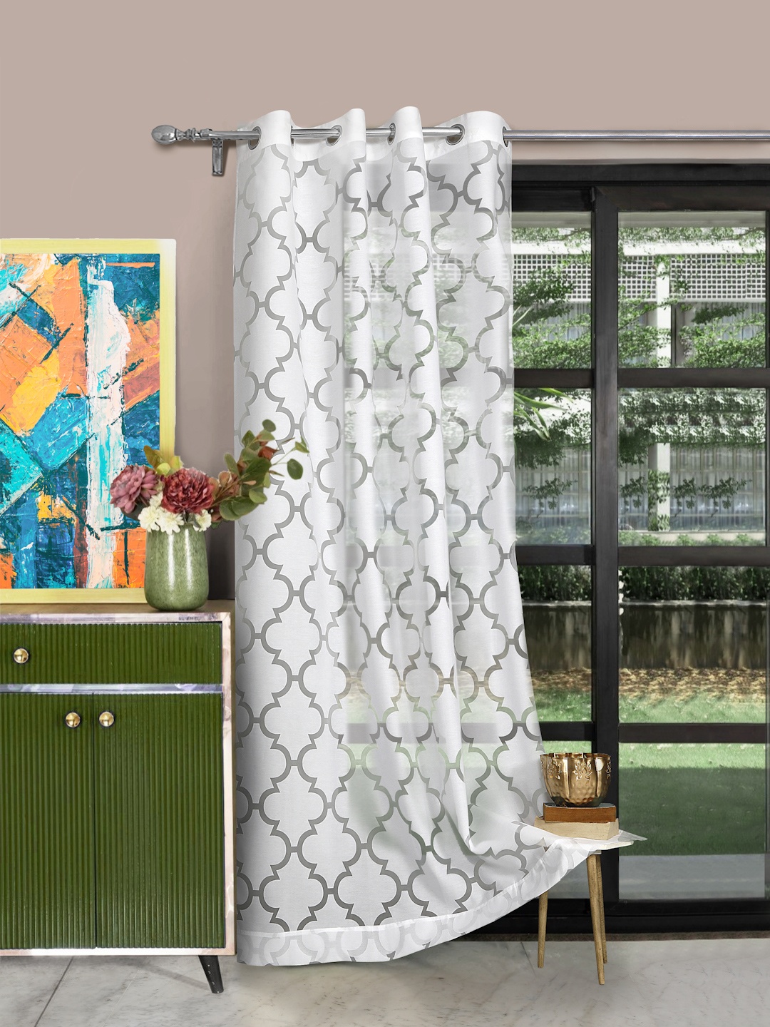 

ROSARA HOME White Sheer Door Curtain