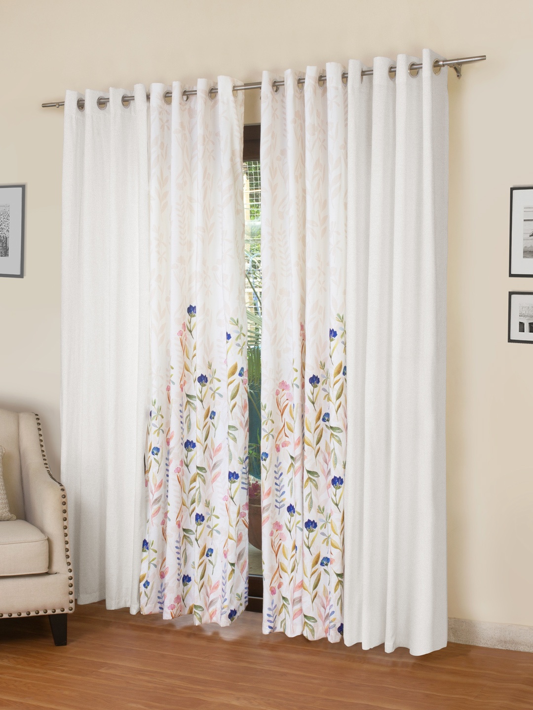 

ROSARA HOME Mateo Grace Panel Set of 4 Door Curtains, White