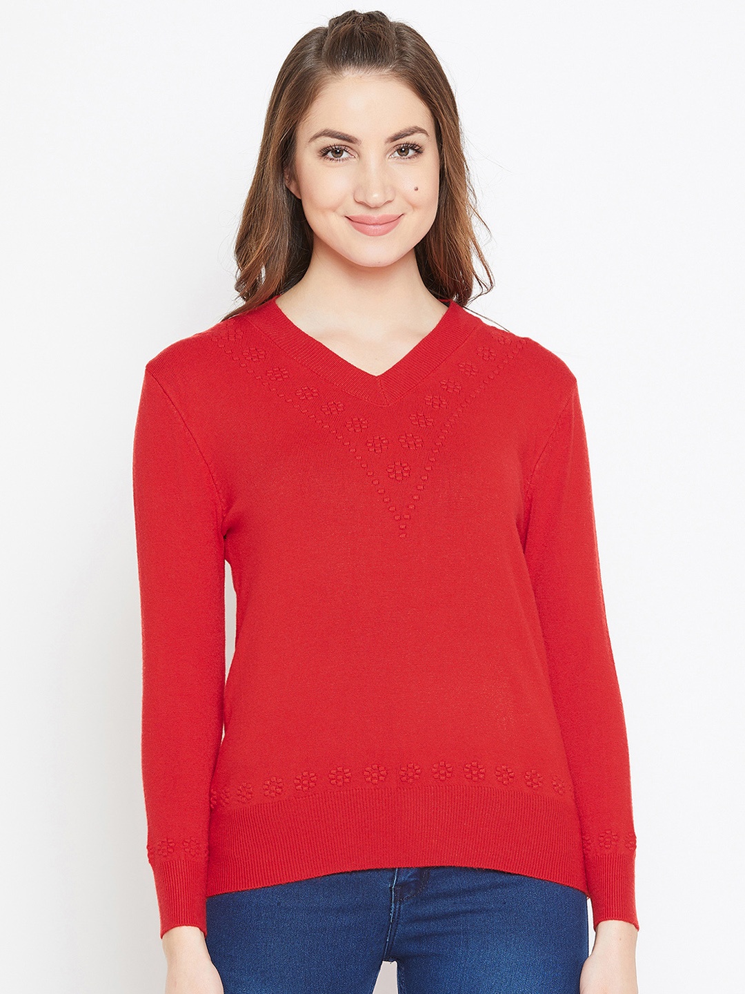 

Camey Women Red Striped Cardigan
