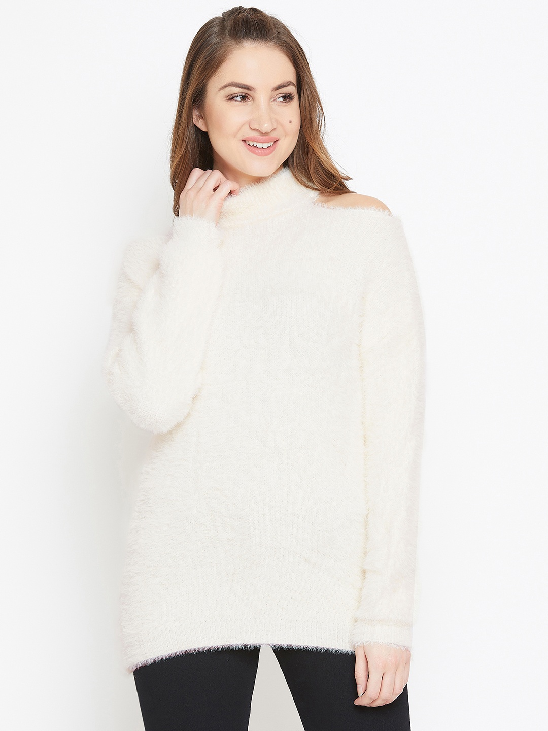

Camey Women Off-White Solid Woollen Pullover