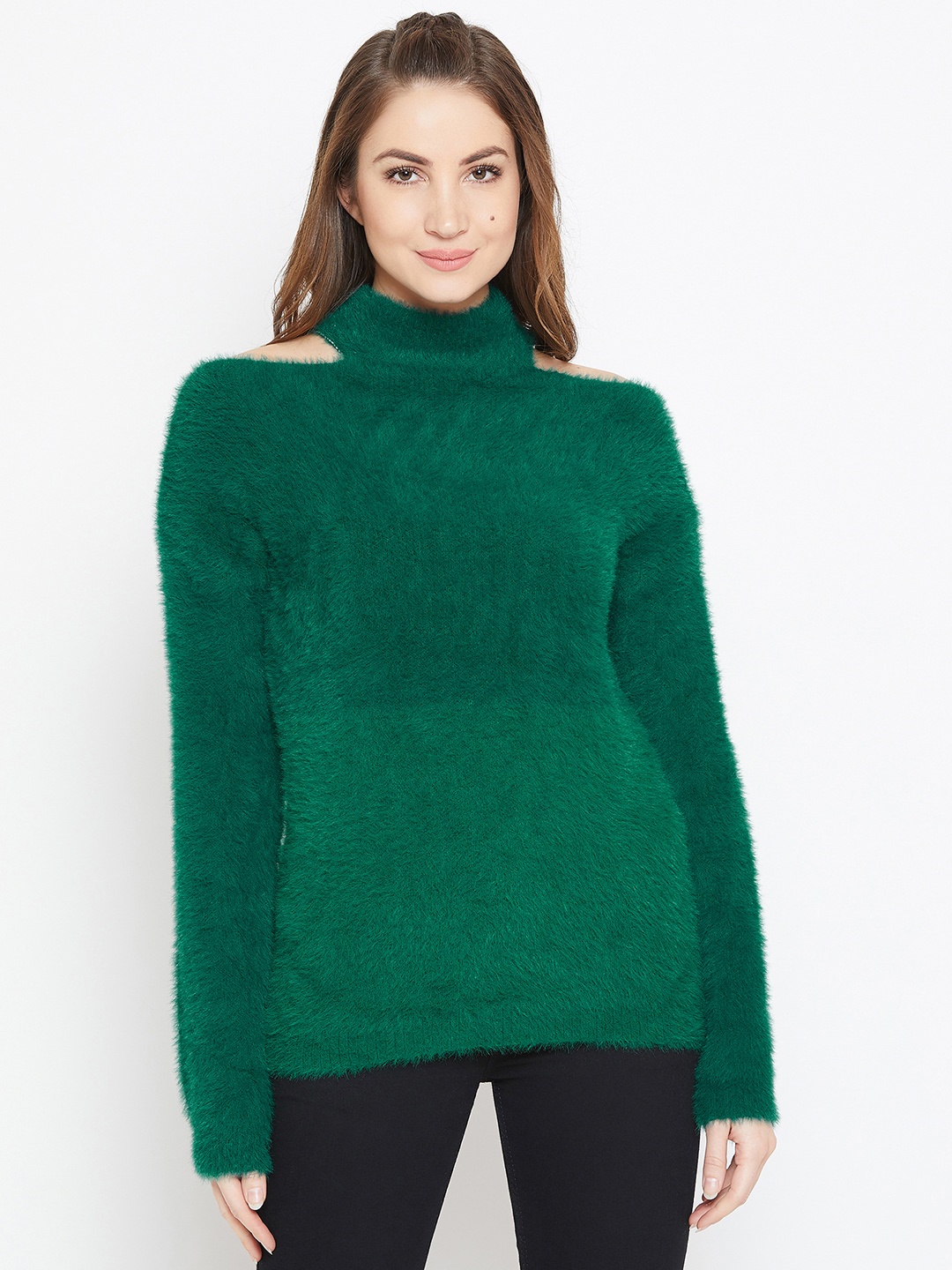 

Camey Women Green Solid Woollen Pullover