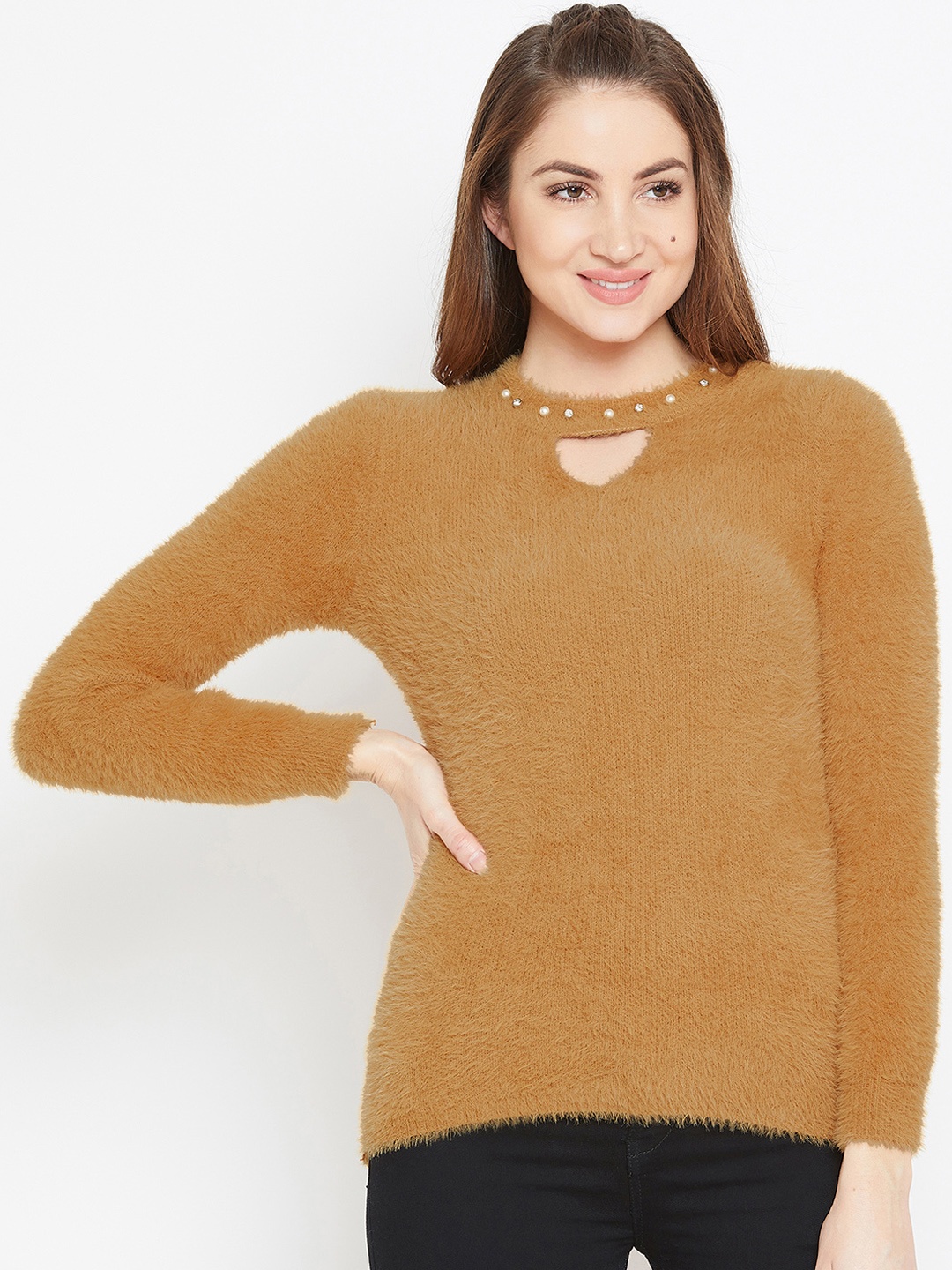 

Camey Women Brown Solid Woollen Pullover