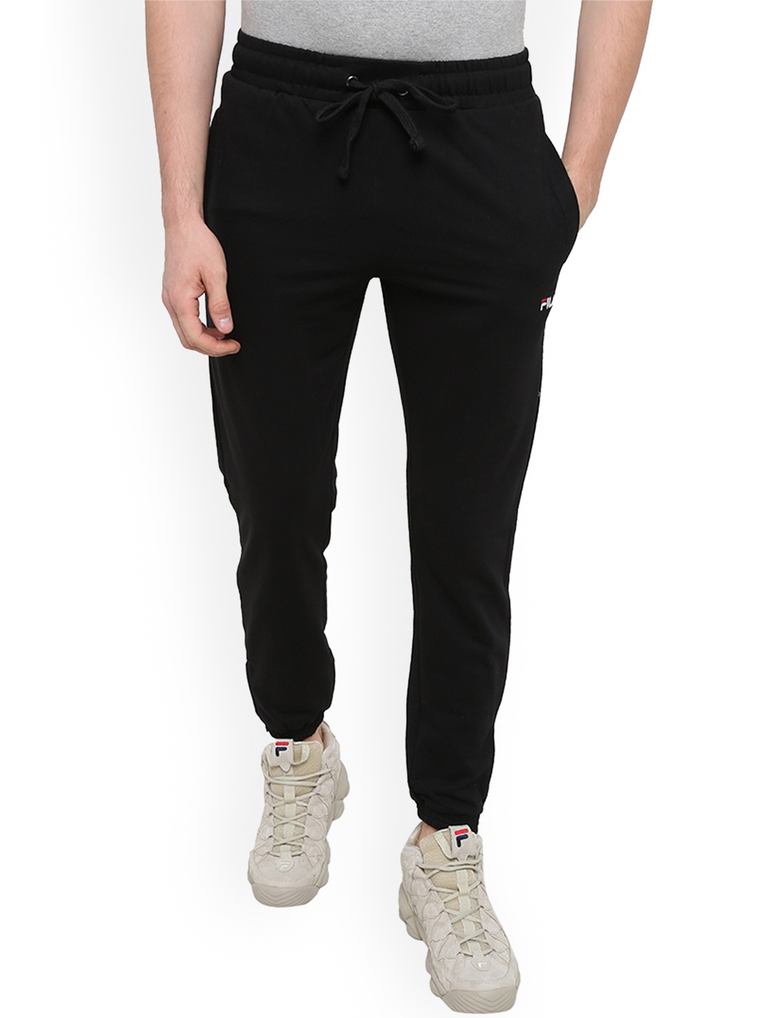

FILA Men Navy Blue Solid OZIL Joggers, Black