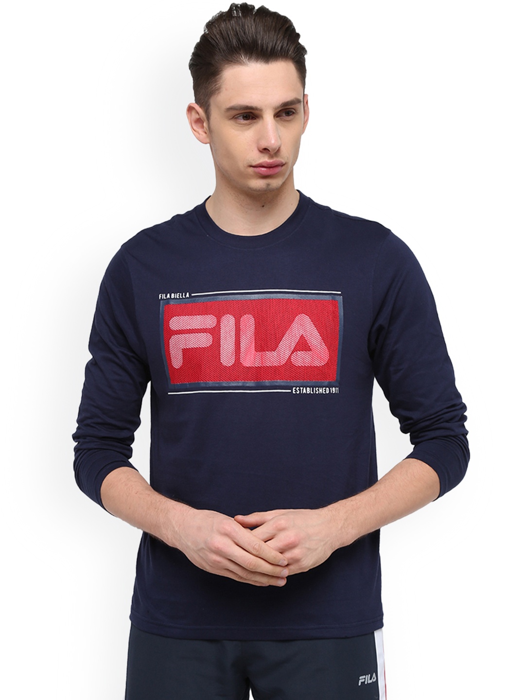 

FILA Men Navy Blue MICH Printed Round Neck T-shirt