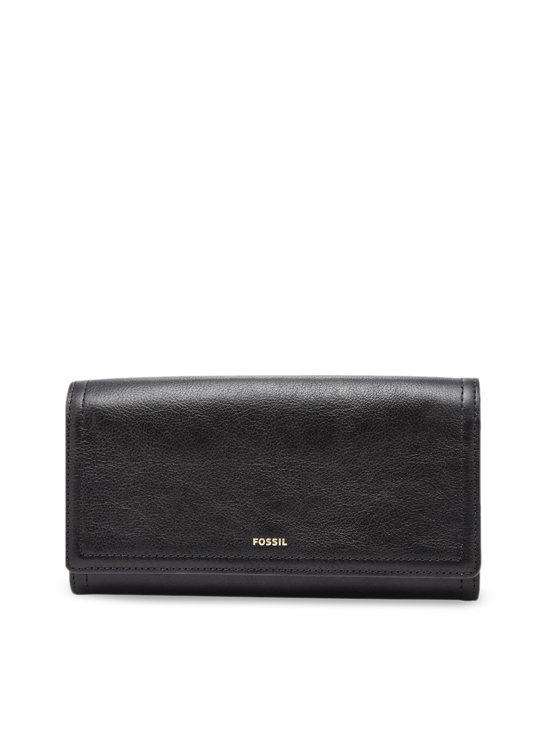 

Fossil Black Solid Leather Clutch