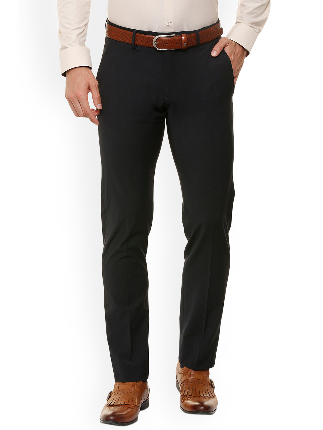 

SIMON CARTER LONDON Men Black Slim Fit Solid Formal Trousers