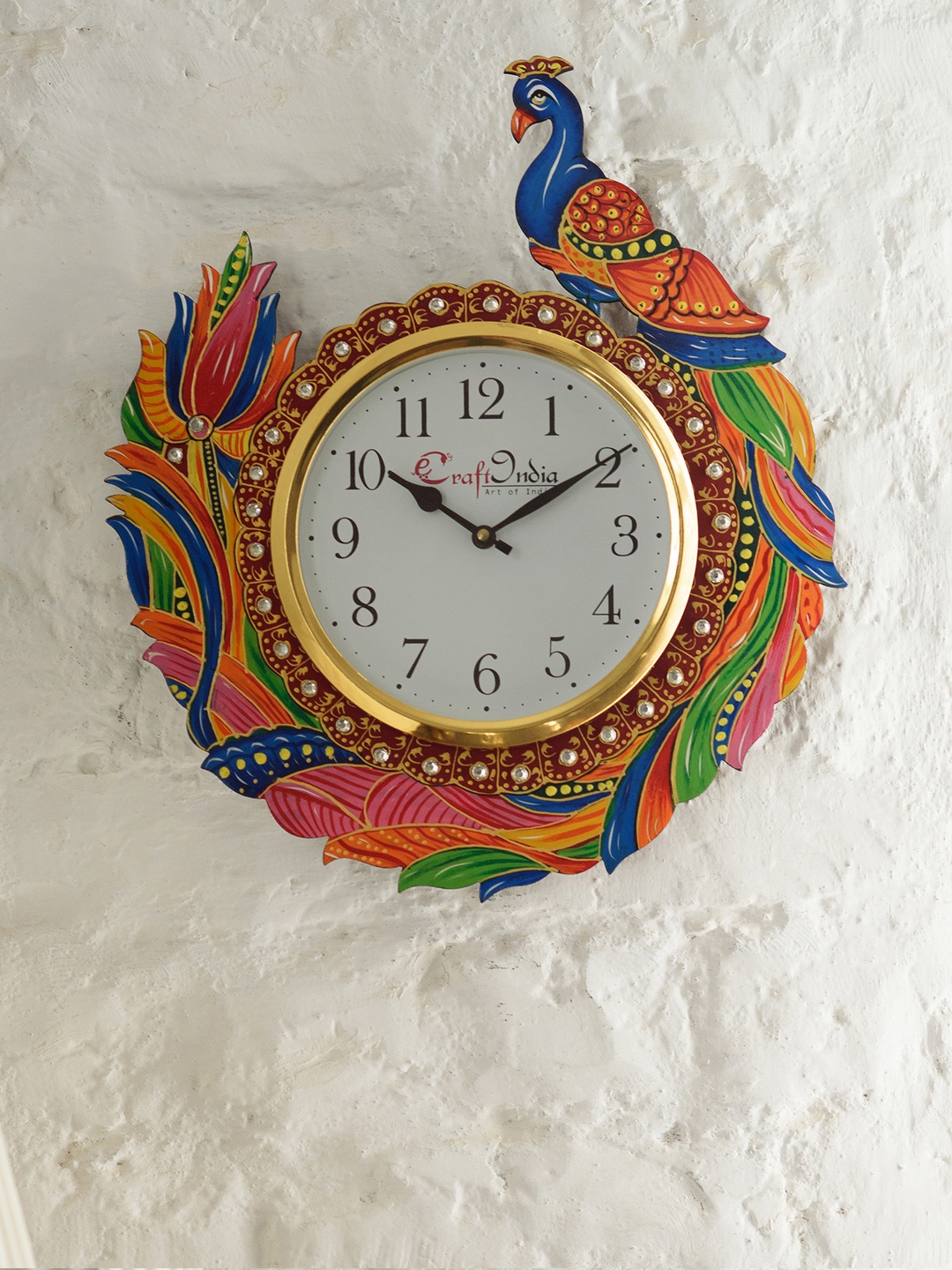 

eCraftIndia White Handcrafted Bird Shaped Textured Analogue Wall Clock