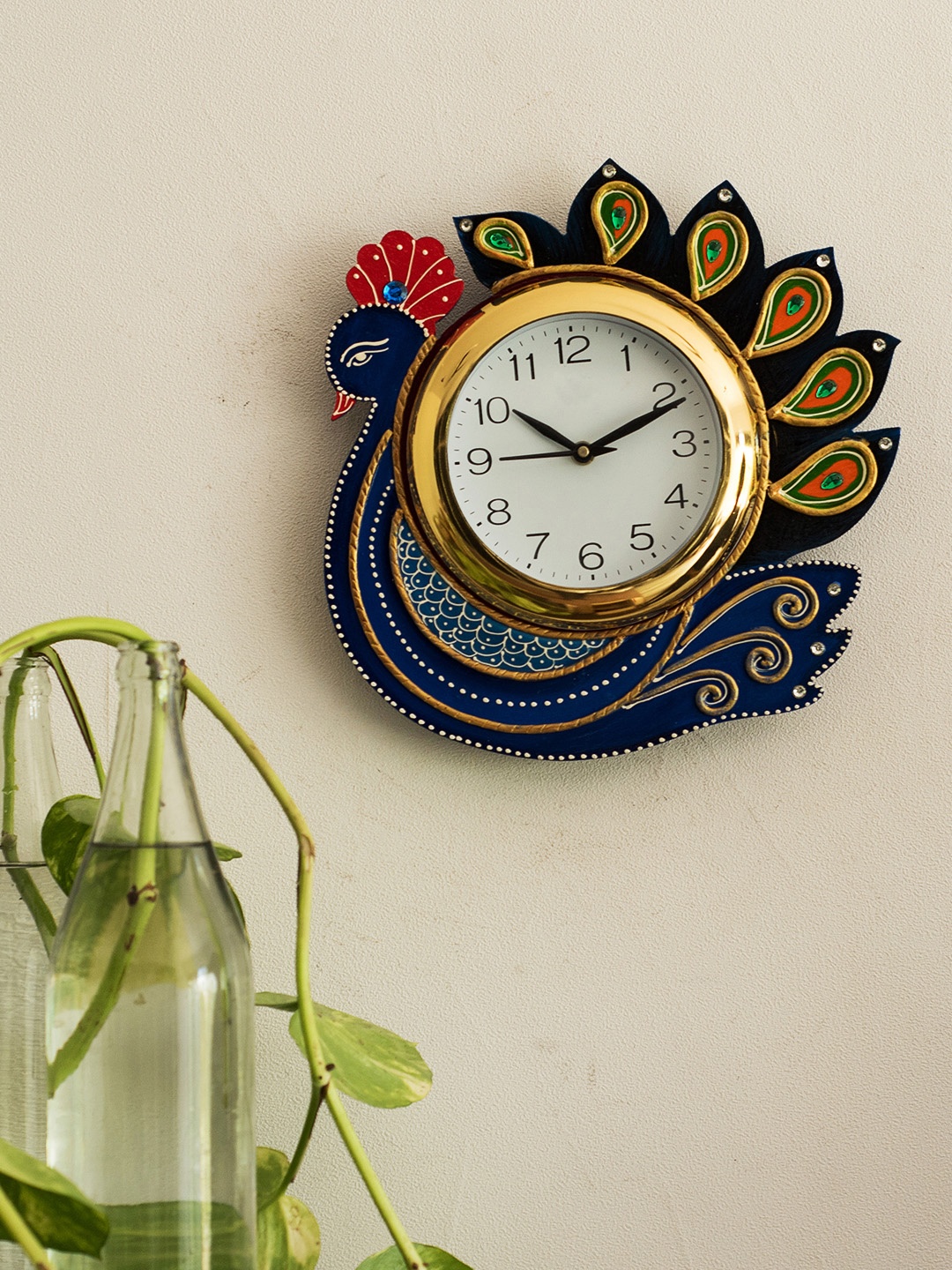 

eCraftIndia White Handcrafted Bird Shaped Solid Analogue Wall Clock