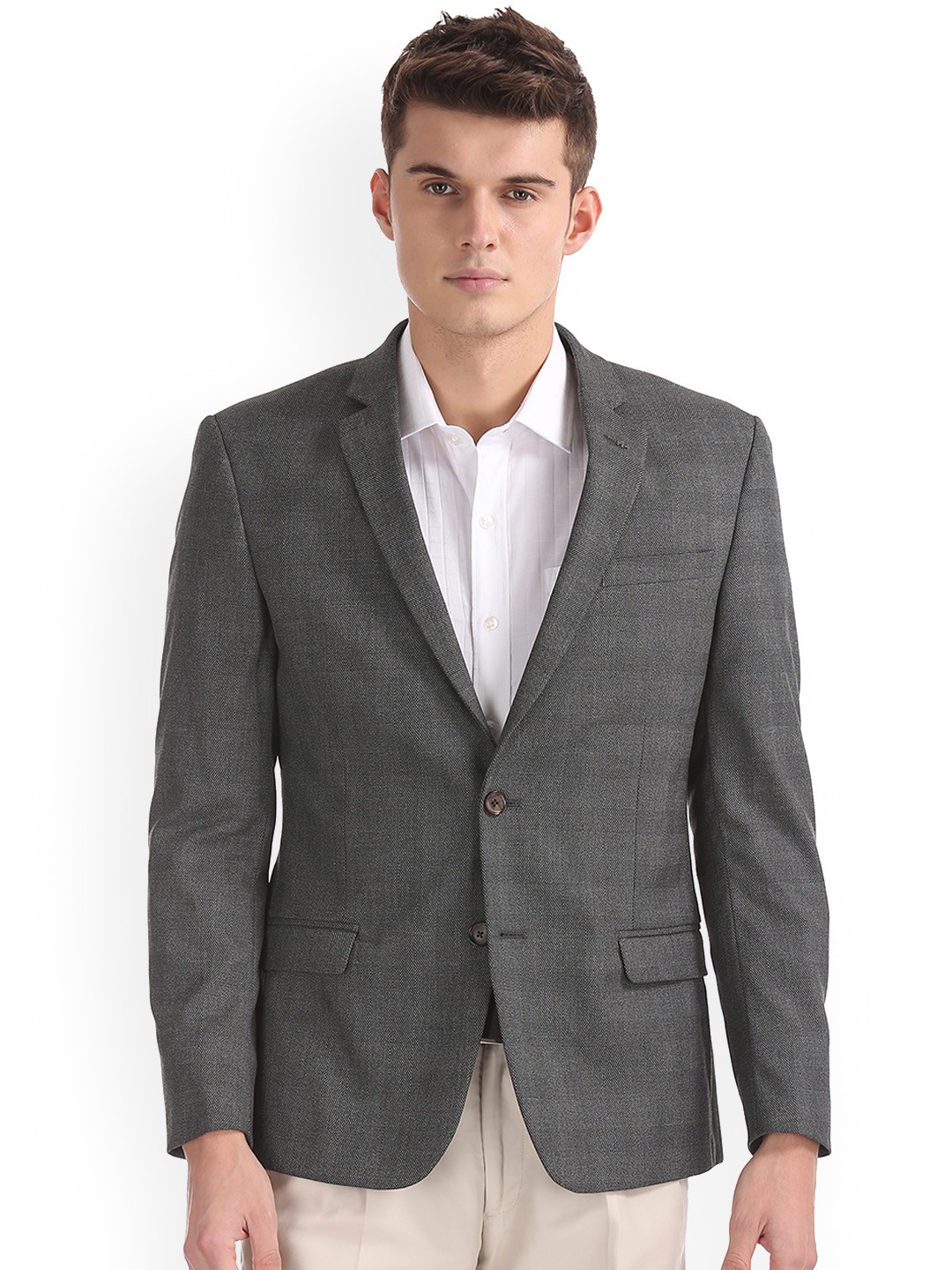 

Arrow New York Men Grey Self-Design Single-BReasted Blazer
