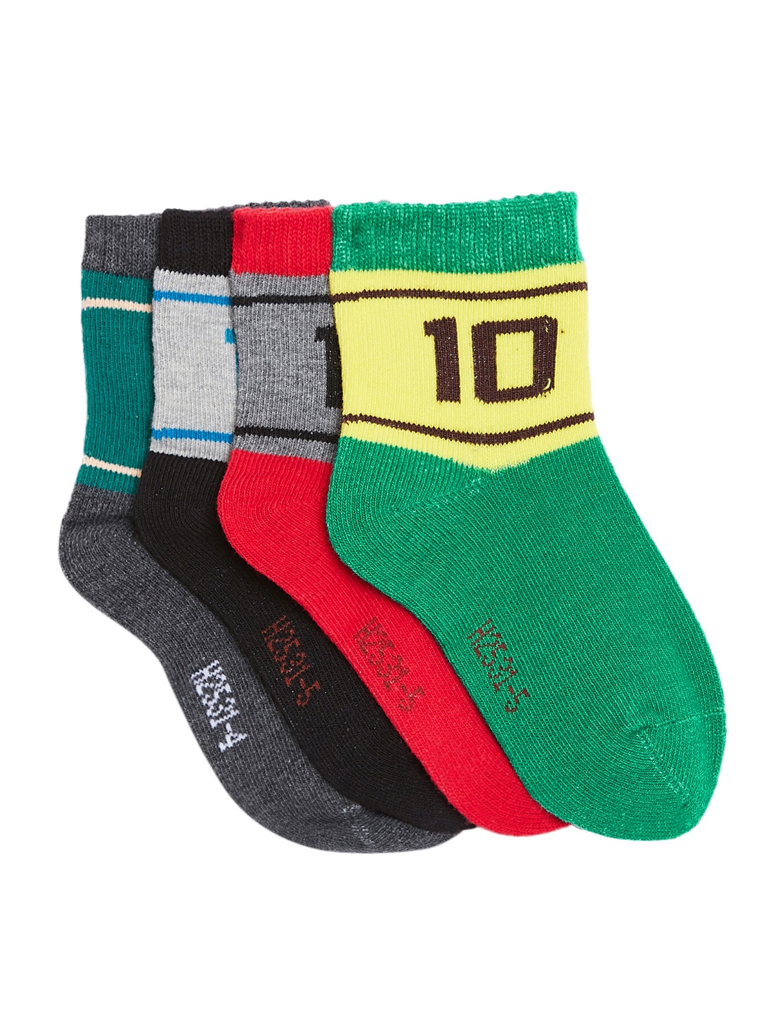 

Camey Kids Pack of 4 Multicoloured Patterned Ankle-Length Socks, Multi