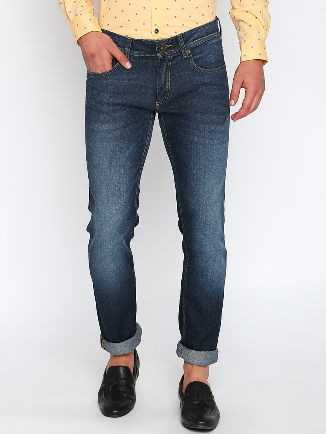 

Basics Men Navy Blue Slim Fit Low-Rise Clean Look Stretchable Jeans