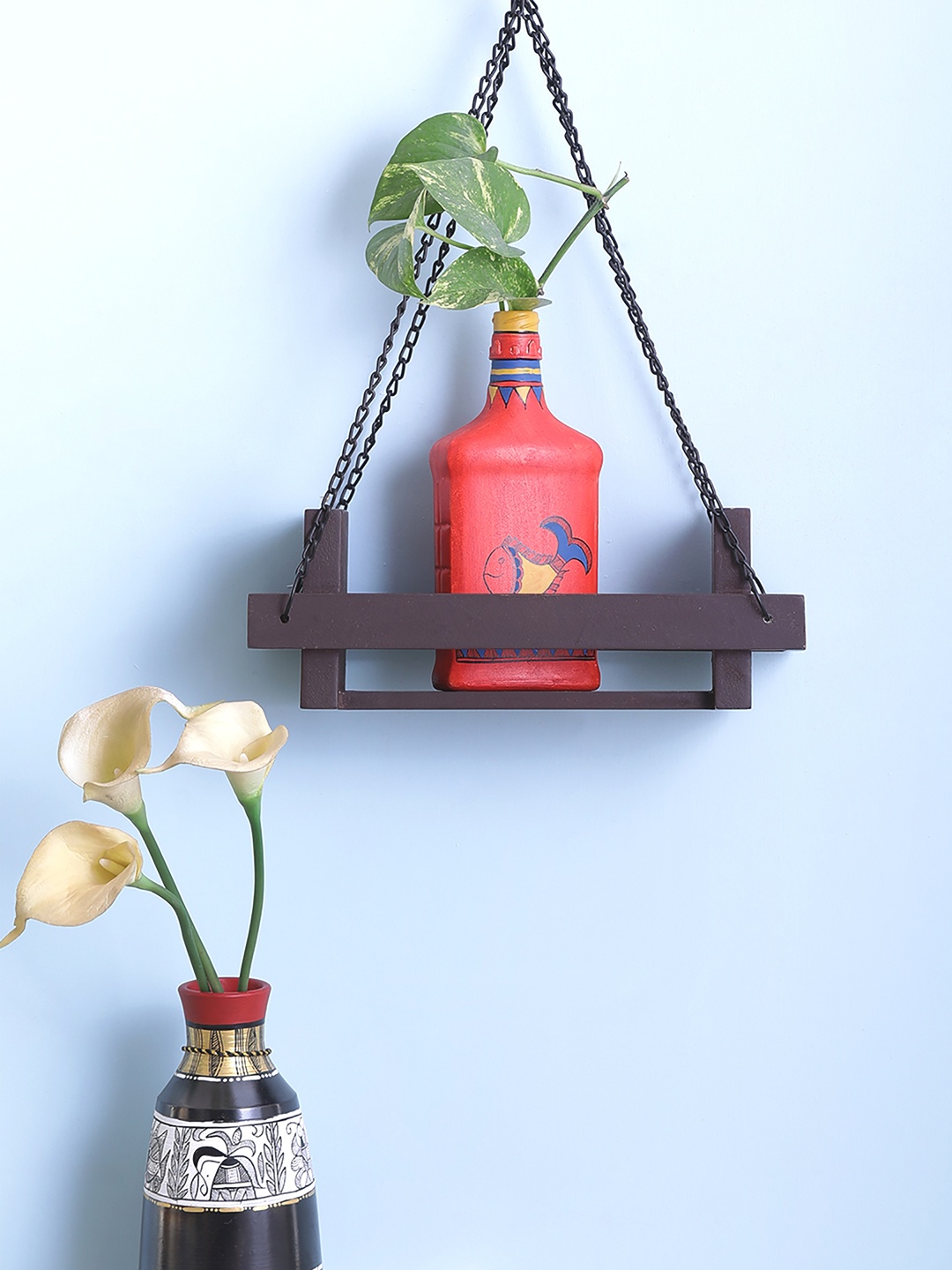 

VarEesha Brown & Red Bottle Planter With Hanging Holder