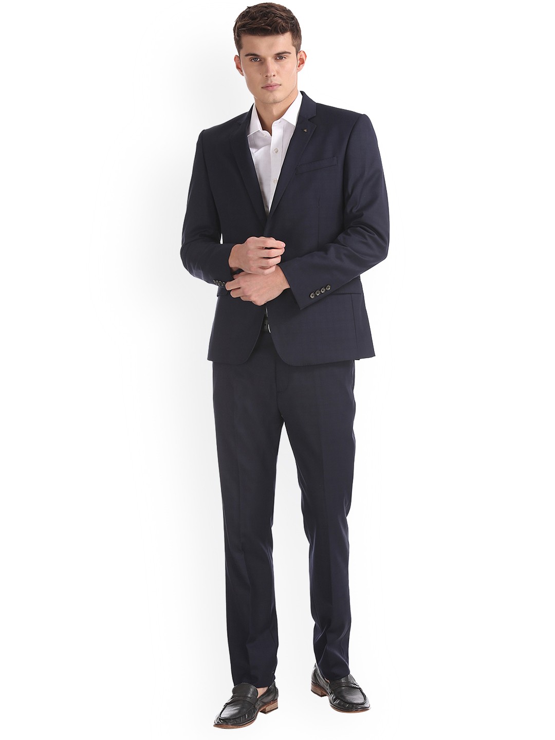 

Arrow Men Blue Slim Fit Checked Suit, Navy blue