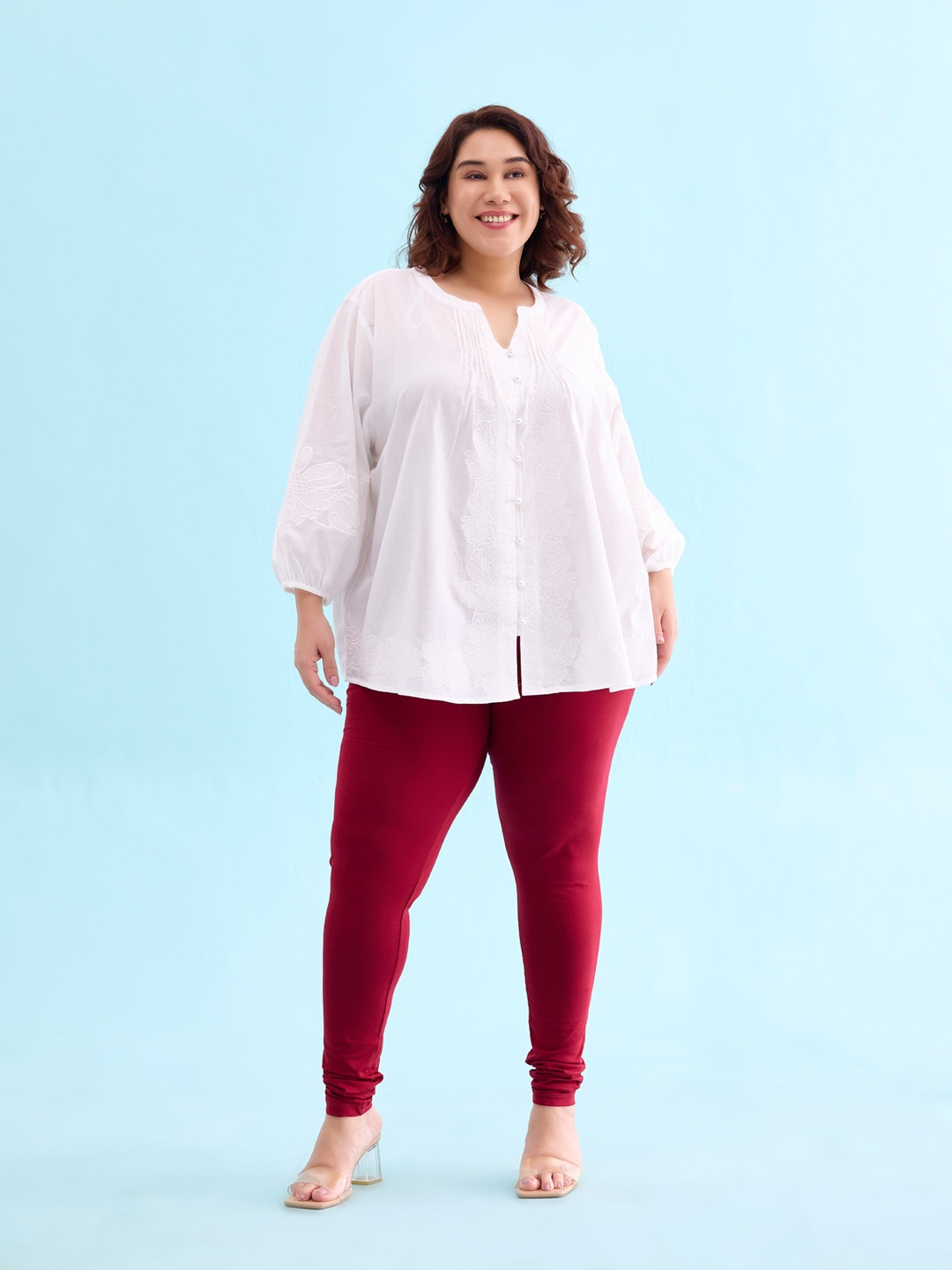 

Go Colors Women Red Solid Churidar Length Leggings