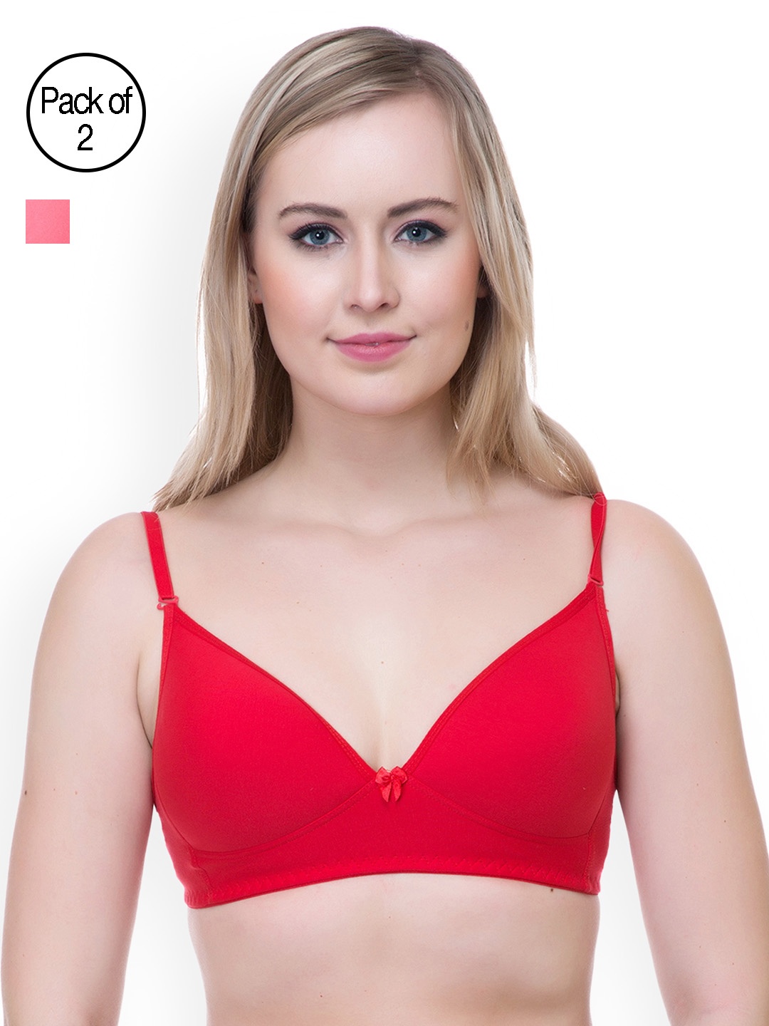 

Lady Lyka Red & Peach-Coloured Pack Of 2 Solid T-shirt Bra BREEZE-RED-MISTIQUE-PLM